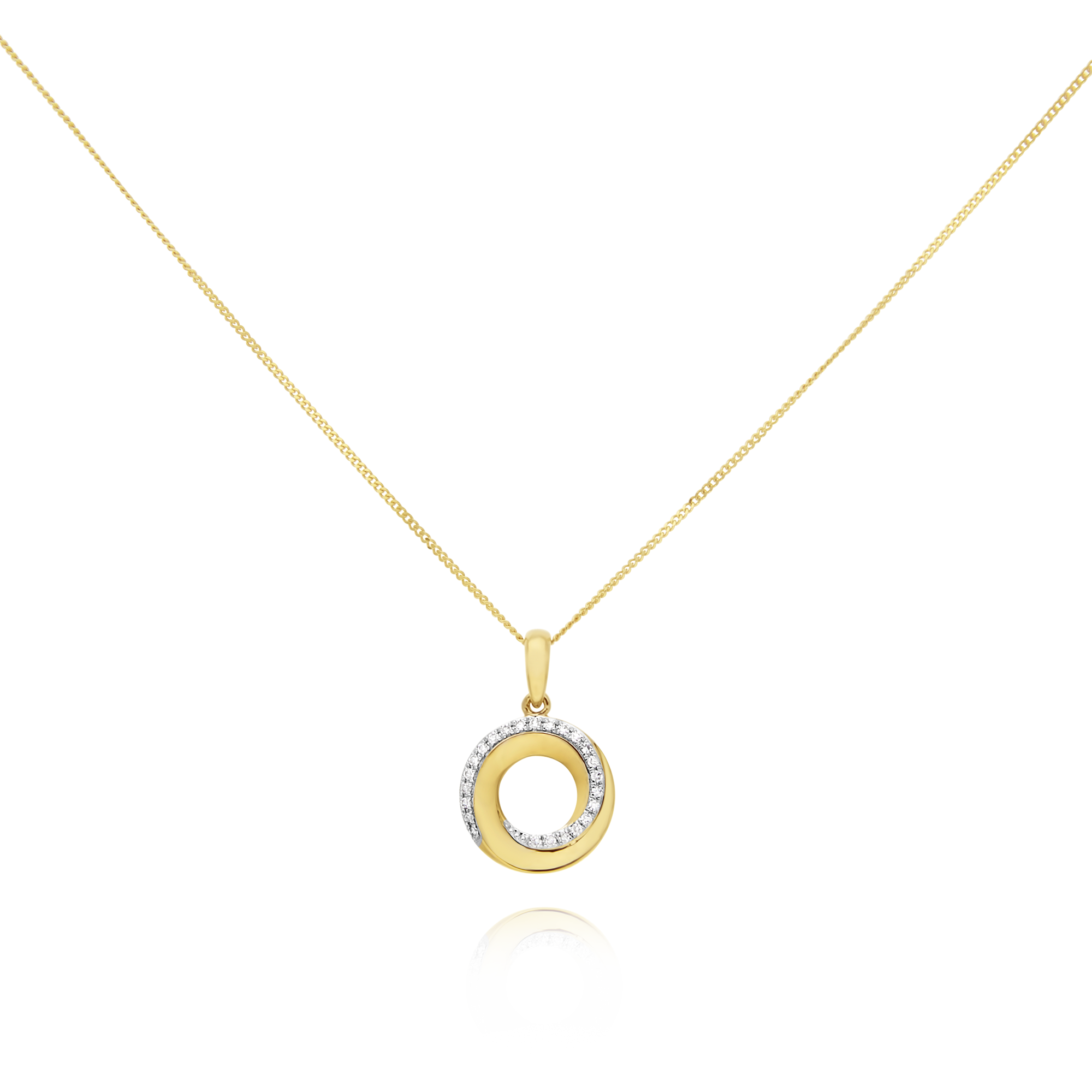 Gold and Diamond Twist Circle Pendant