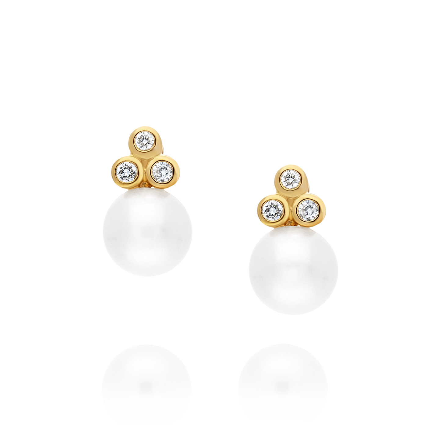 Gold Pearl and Diamond Earrings