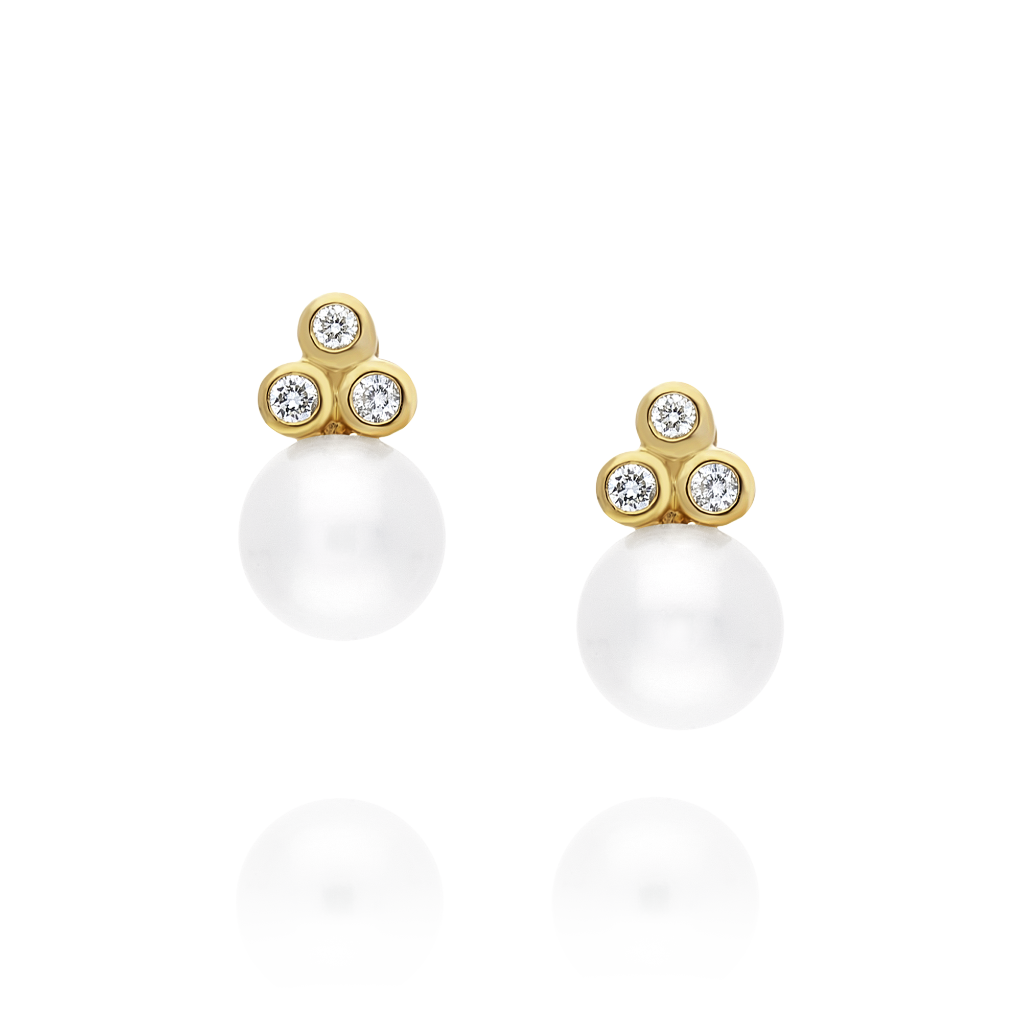Gold Pearl and Diamond Earrings