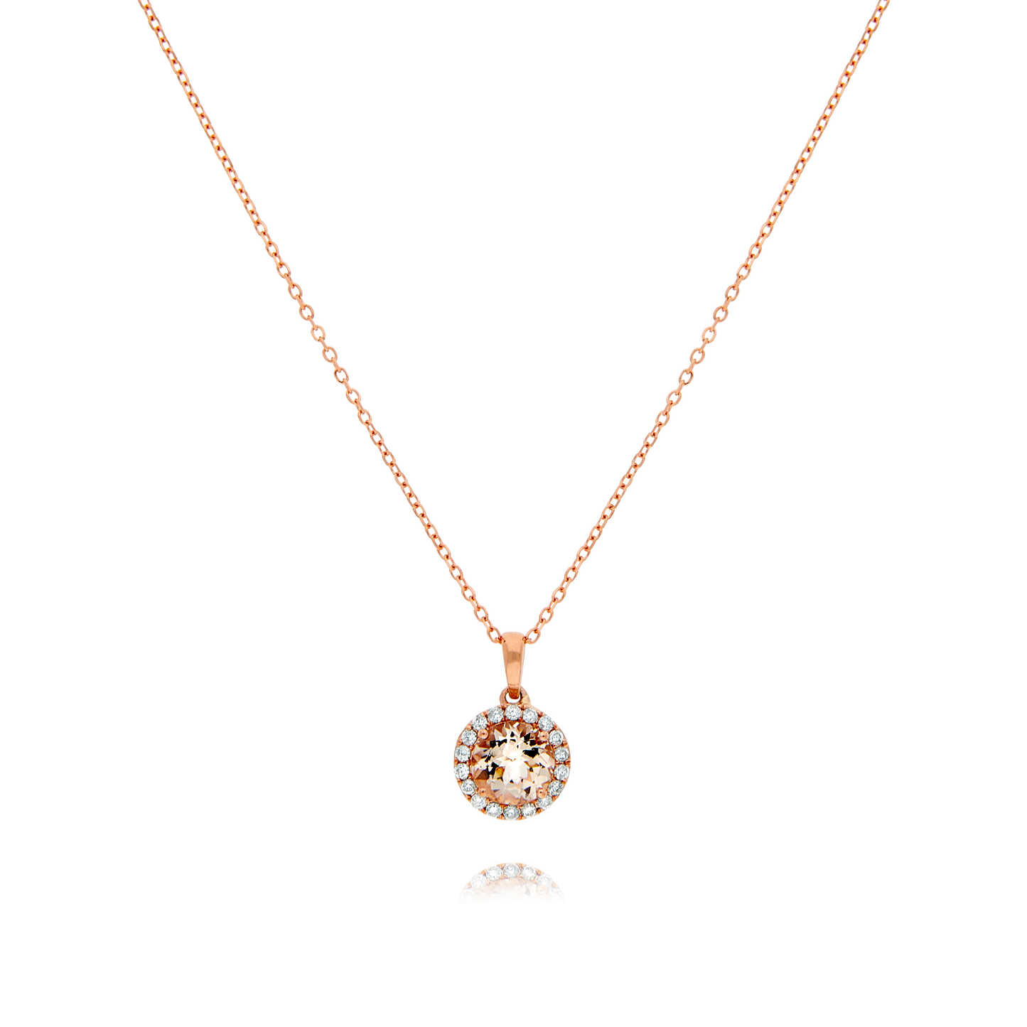 Rose Gold Pendant with Rose Quartz and Diamond