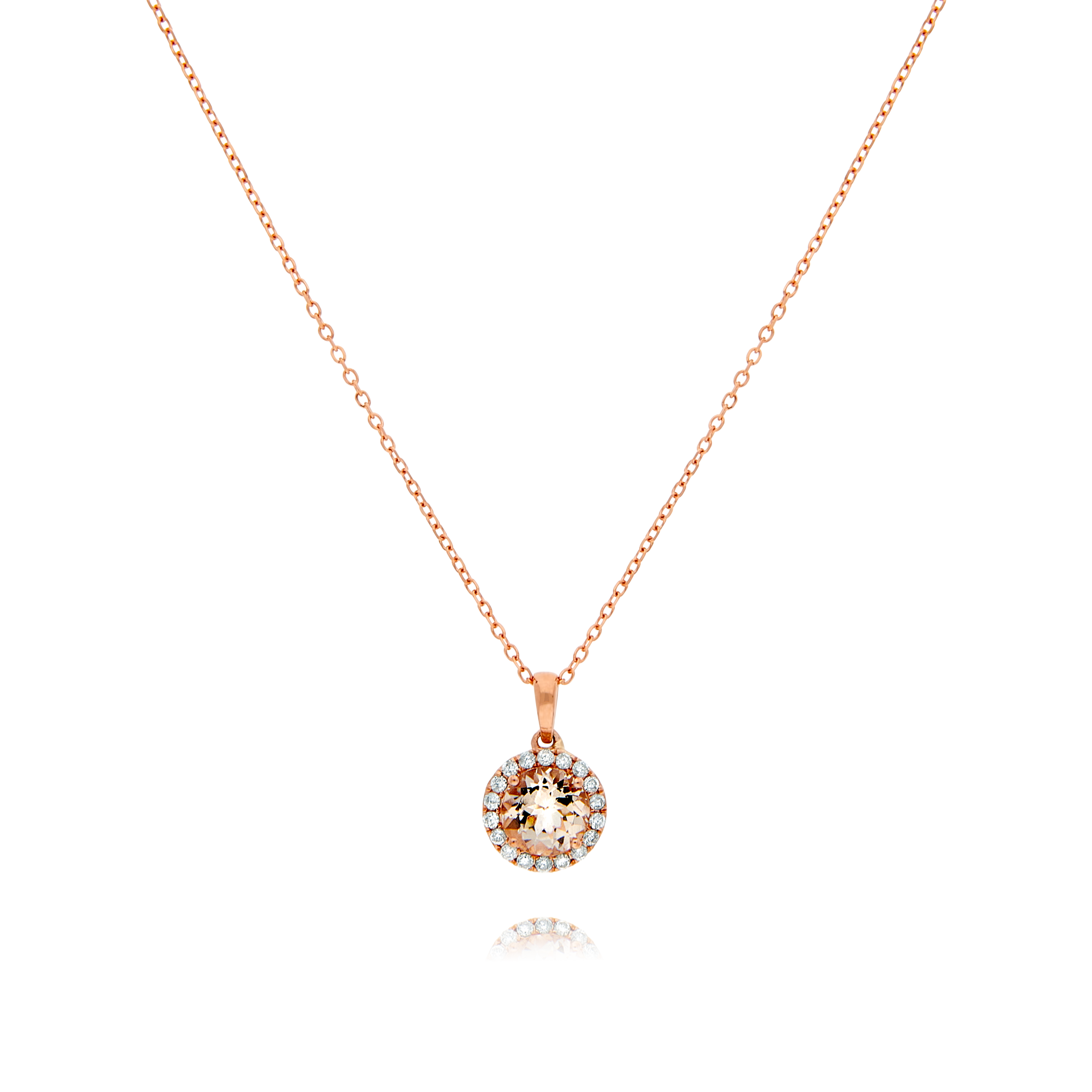 Rose Gold Pendant with Rose Quartz and Diamond