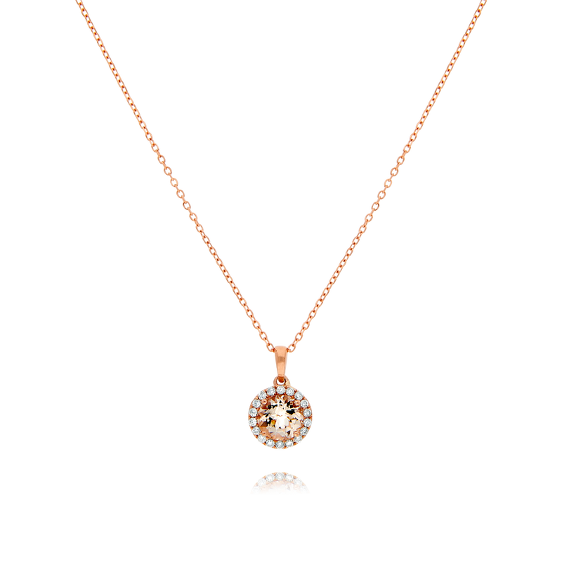 Rose Gold Pendant with Rose Quartz and Diamond