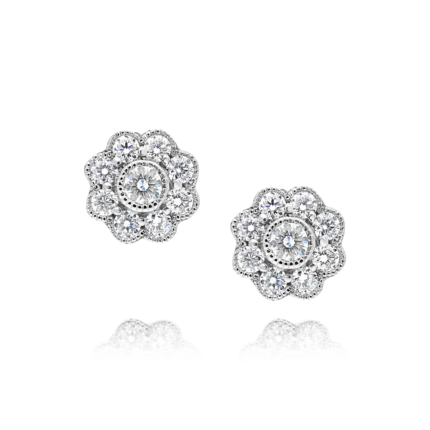 Diamond Bezel Flower Stud Earrings – Appleby Jewellers Dublin