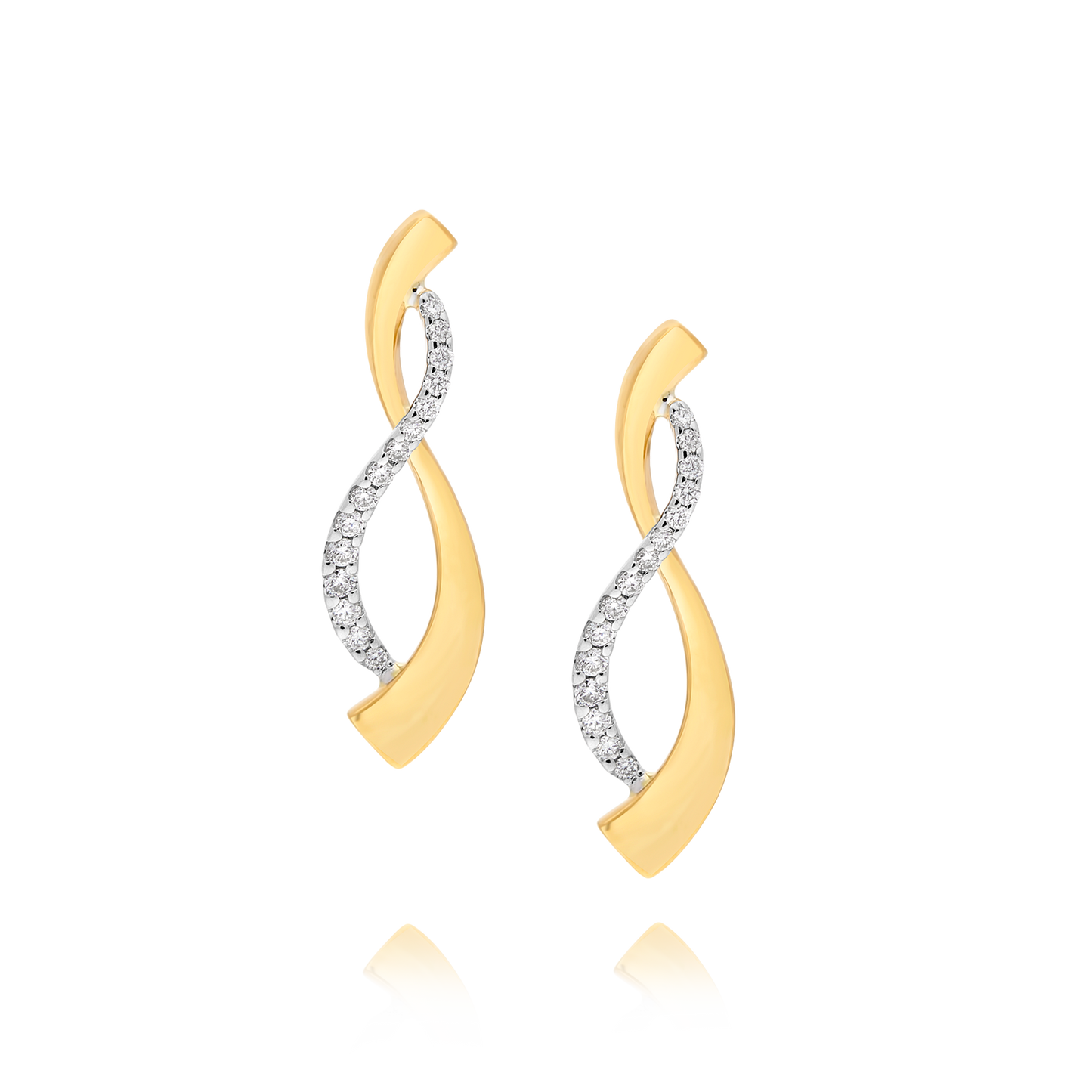 Diamond Yellow Gold Figure 8 Twist Earrings