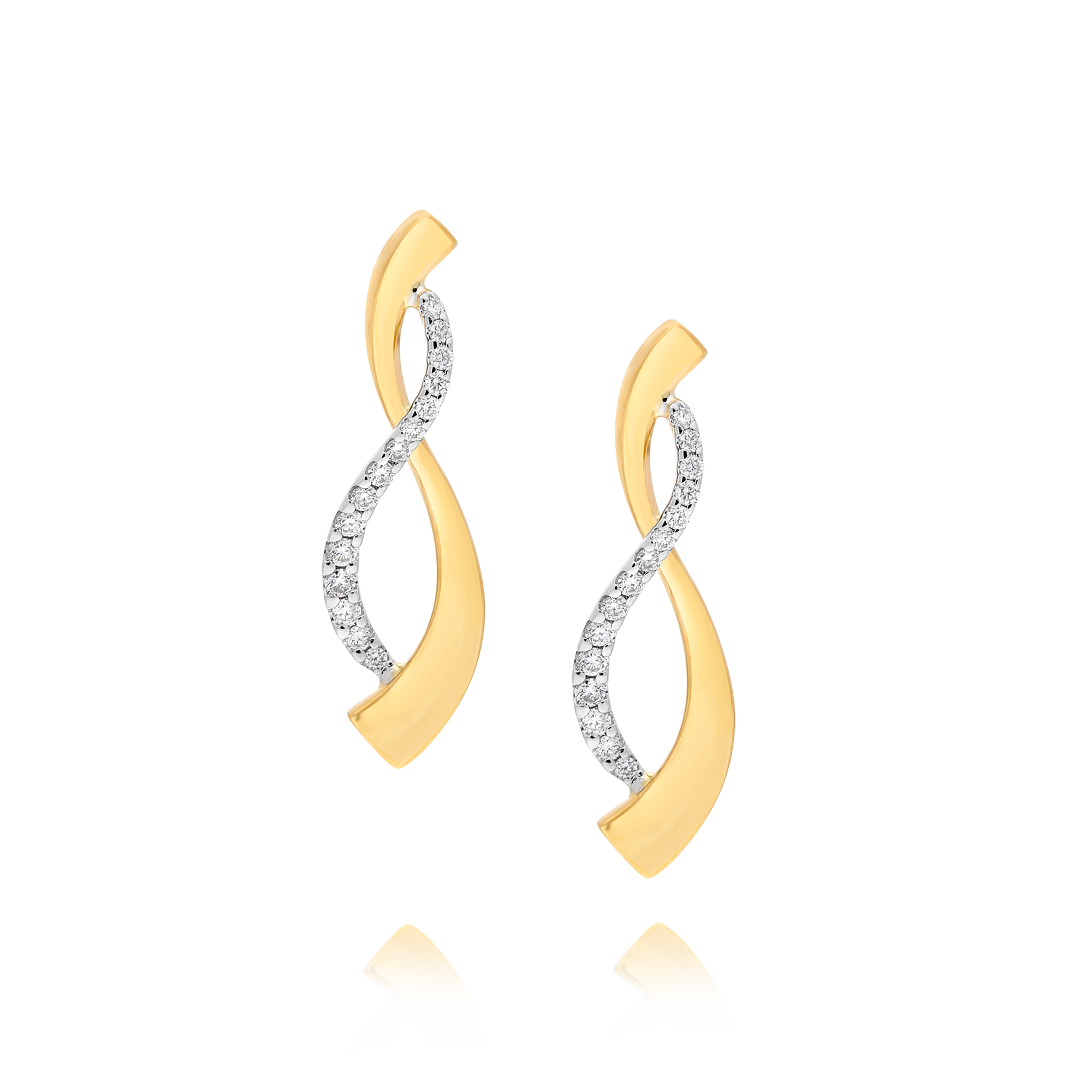 Diamond Yellow Gold Figure 8 Twist Earrings