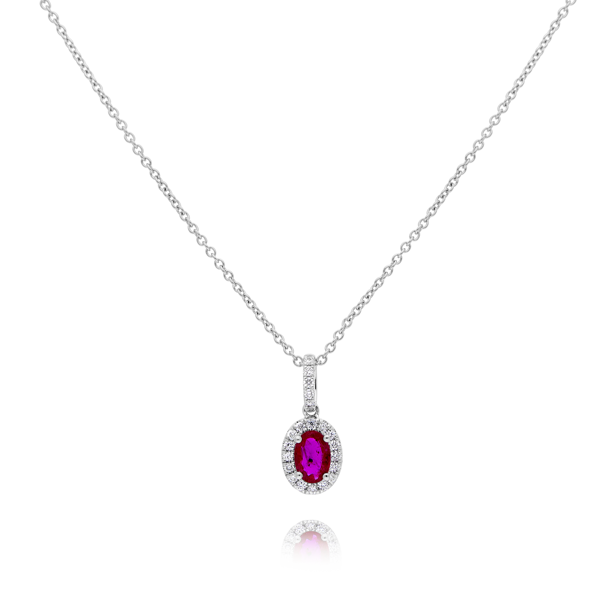 White Gold Ruby and Diamond Pendant