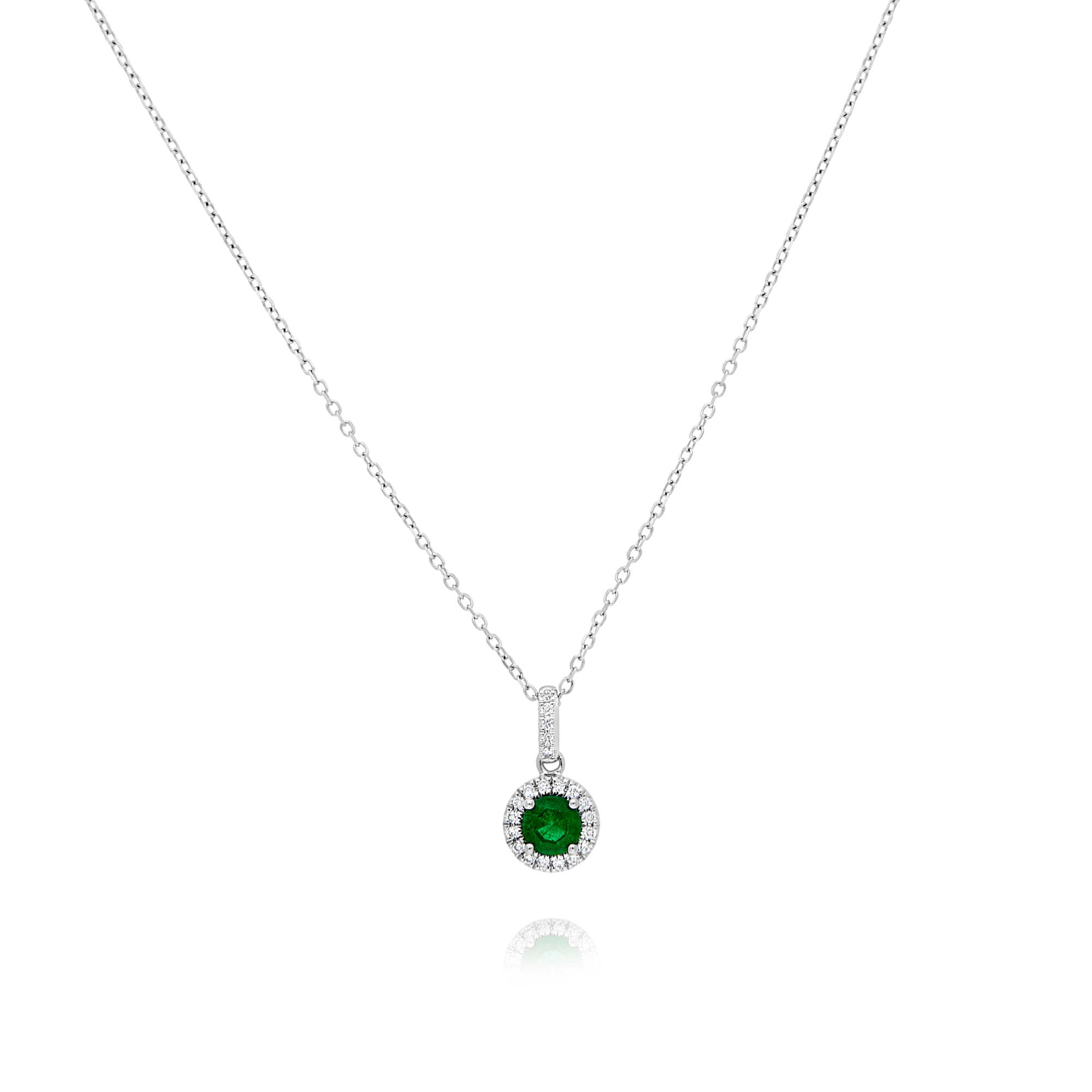White Gold Emerald and Diamond Pendant