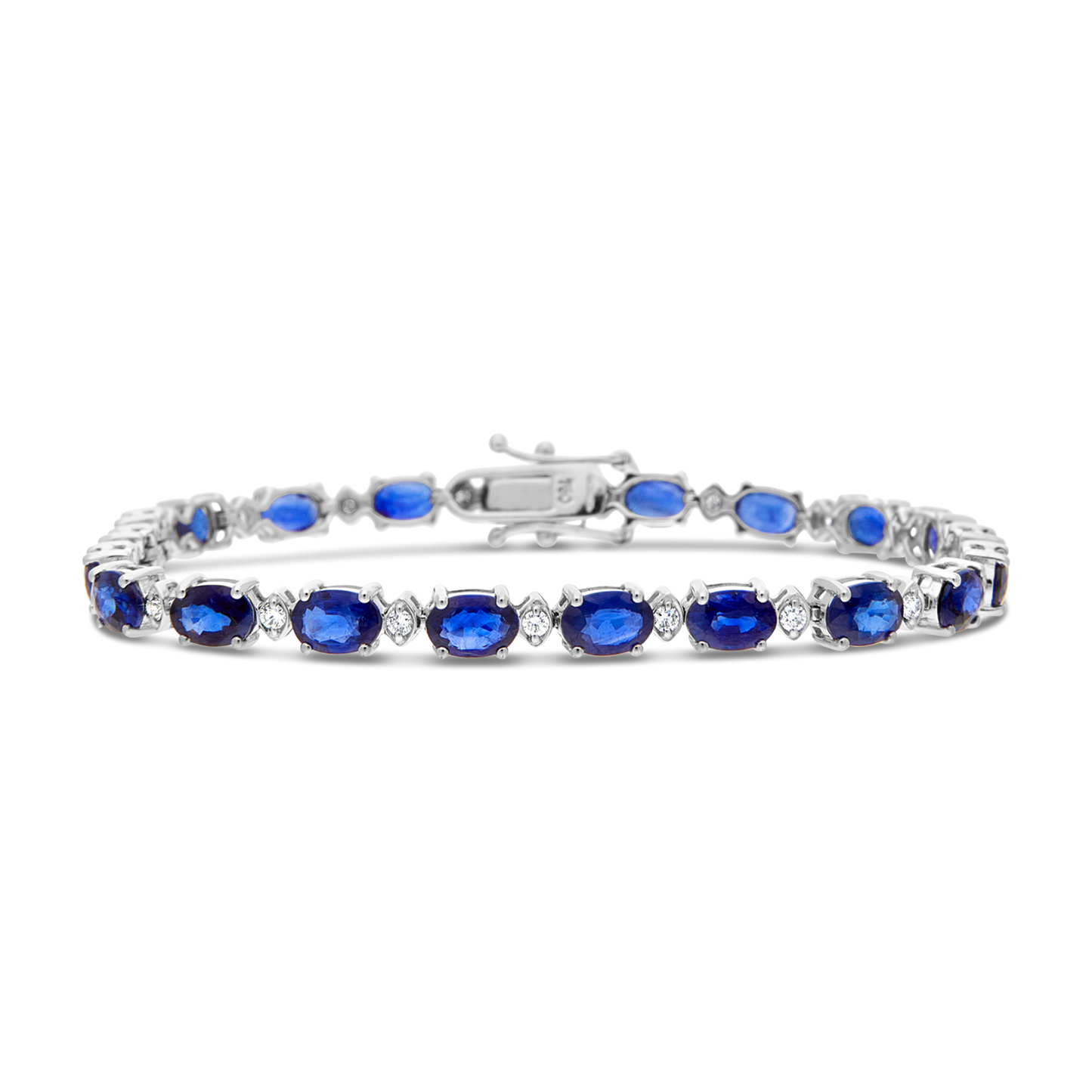 Oval Sapphire and Diamond Intervals Tennis Bracelet