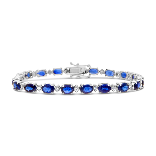 Oval Sapphire and Diamond Intervals Tennis Bracelet