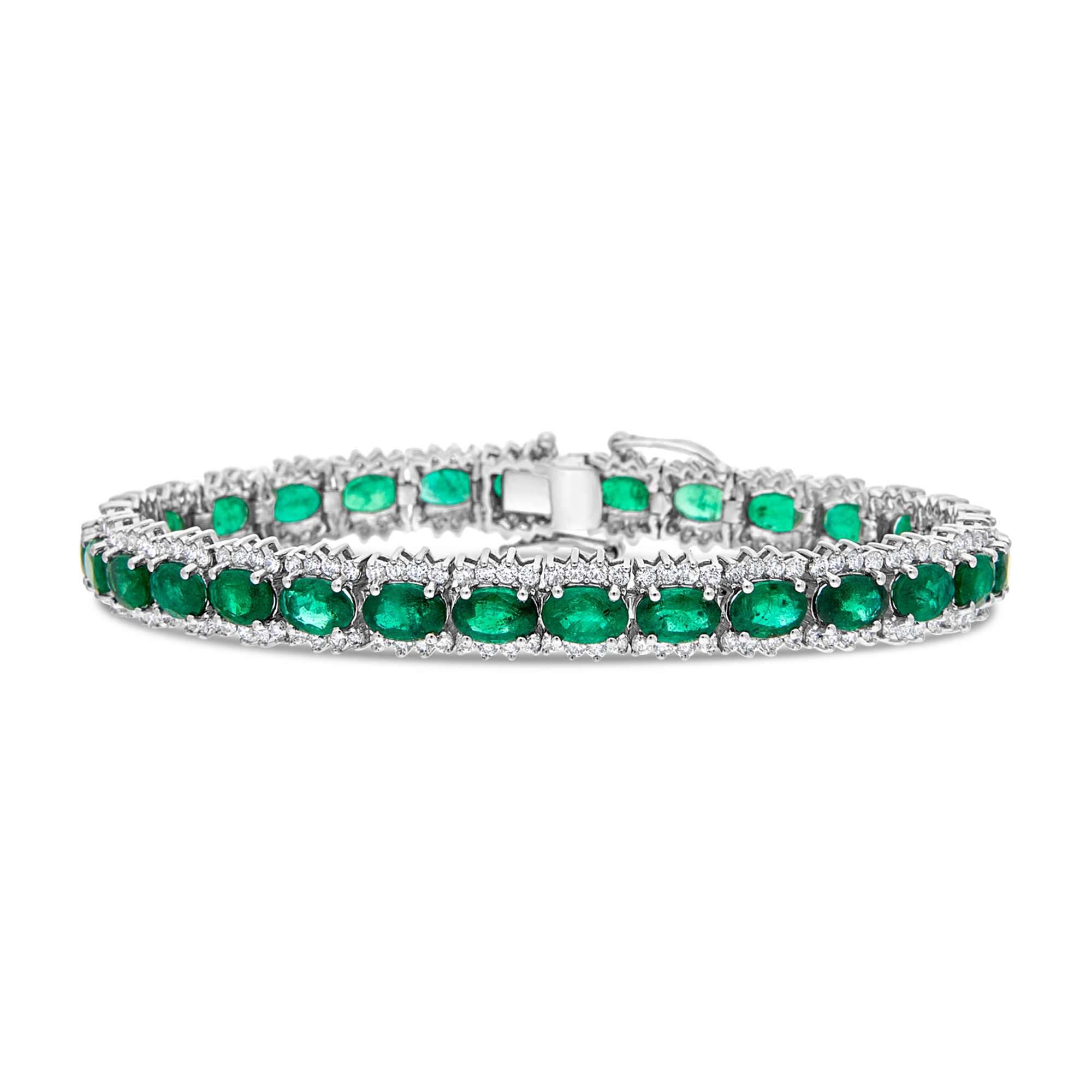 Oval Emerald and Diamond Tennis Bracelet