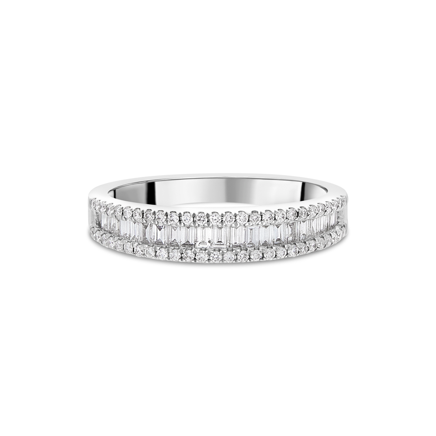 Platinum "Extravagance" Round and Baguette Diamond Pavé-set Ring