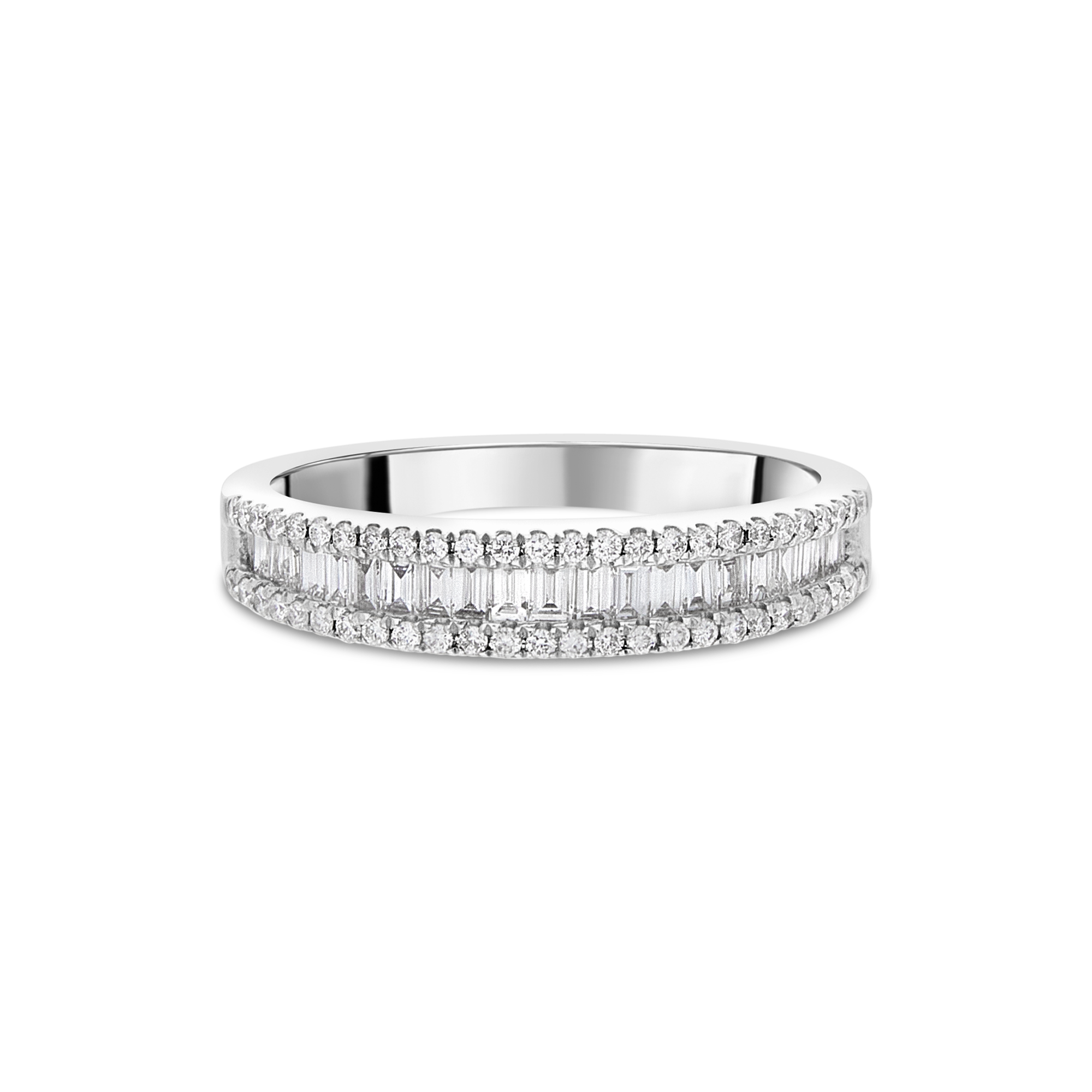 Platinum "Extravagance" Round and Baguette Diamond Pavé-set Ring