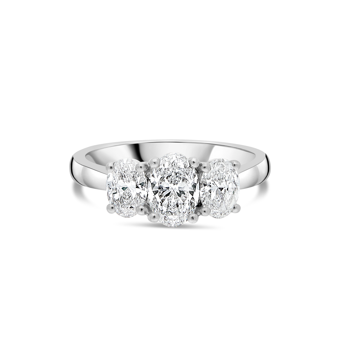 Platinum "Exquisite" Three Stone Oval Diamond Ring