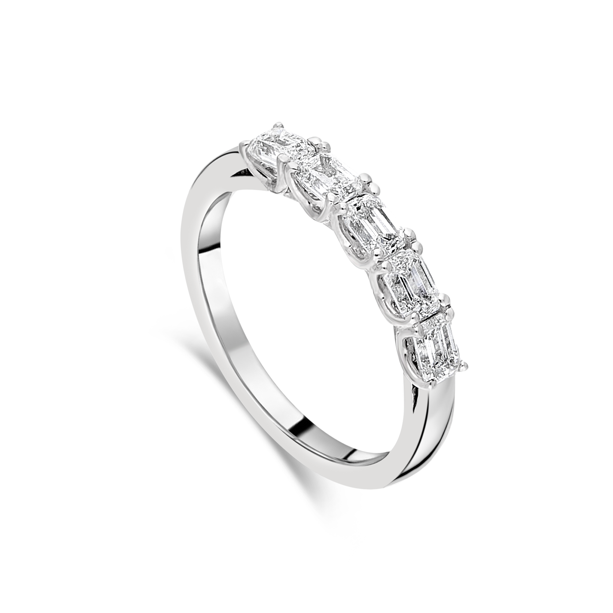 Platinum "Tulip" Five Stone Emerald-Cut Diamond Eternity Ring