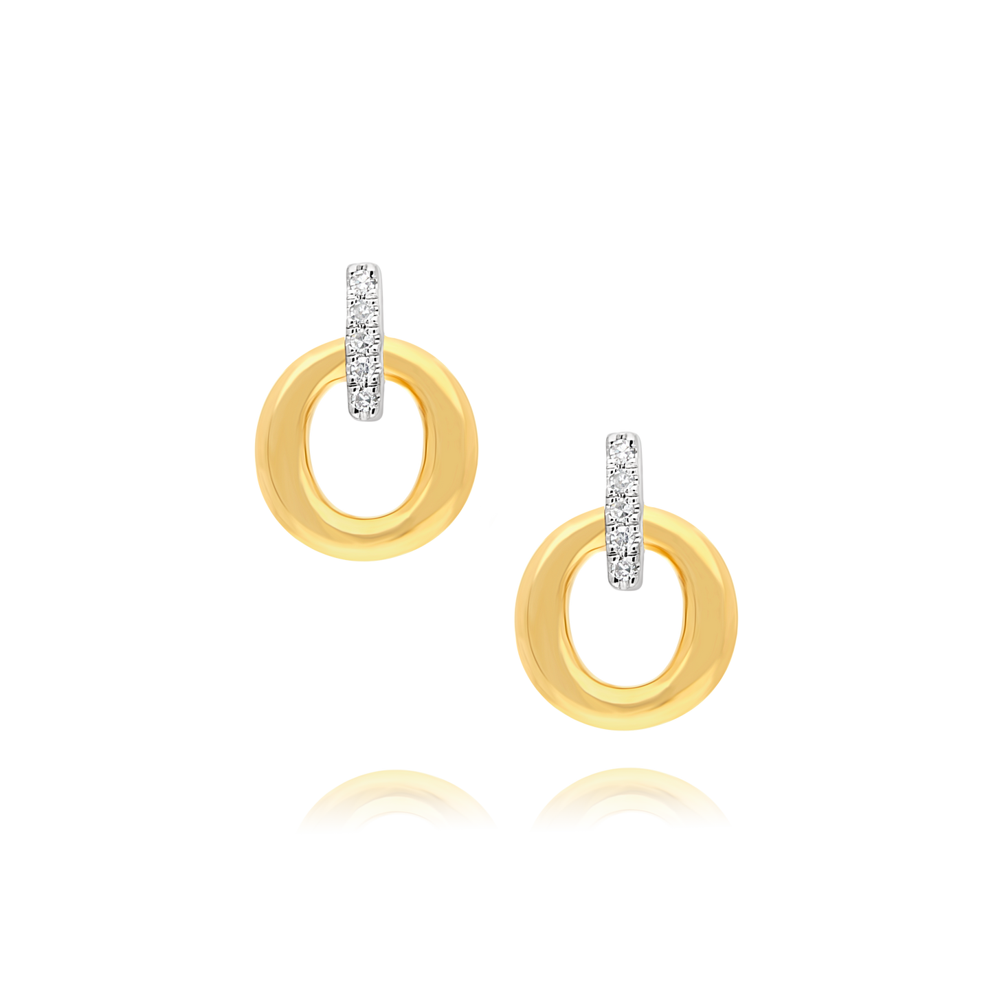 Diamond Pavé Yellow Gold Circle Earrings