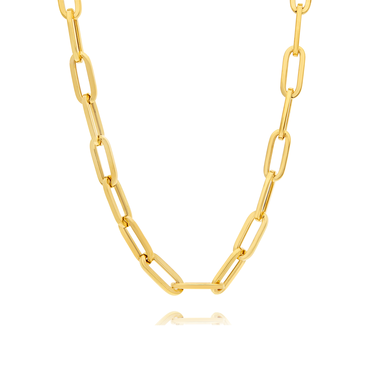 Yellow Gold Oval Paperclip Necklace