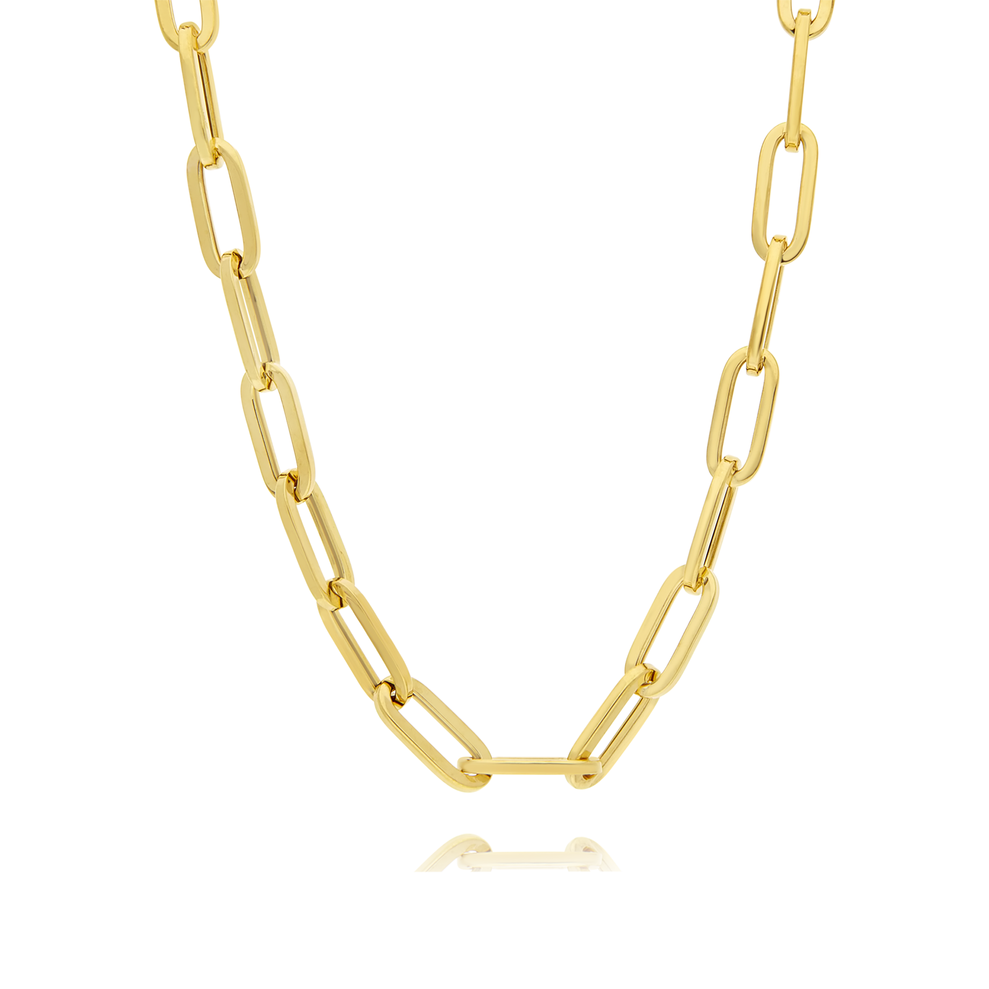 Yellow Gold Oval Paperclip Necklace