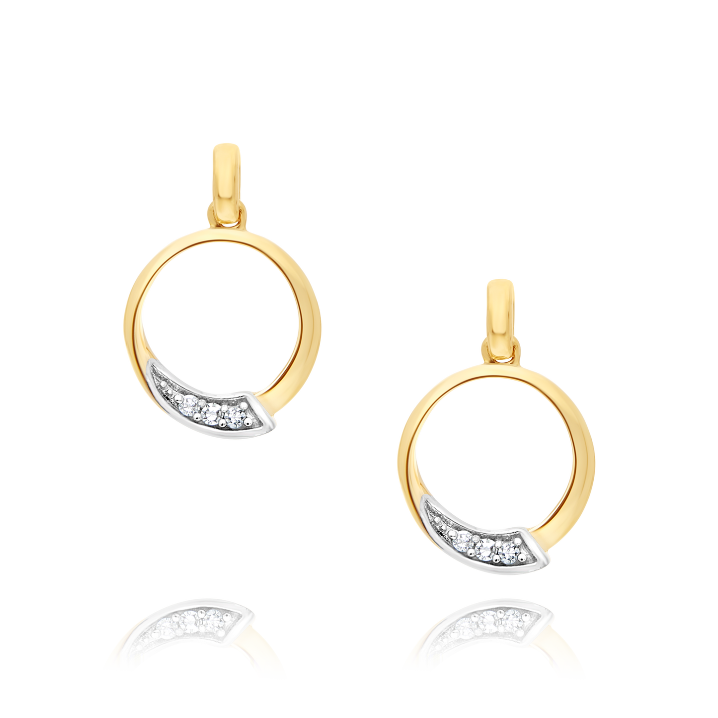 Diamond Yellow Gold Circle Earrings