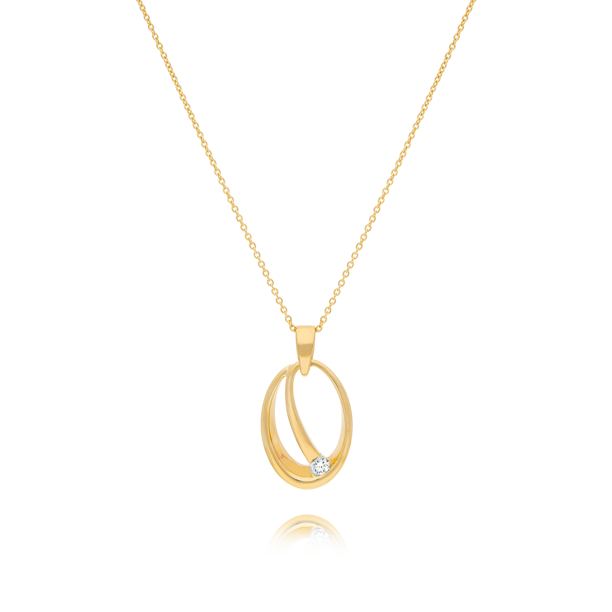 Yellow Gold Swirl Pendant with Diamond