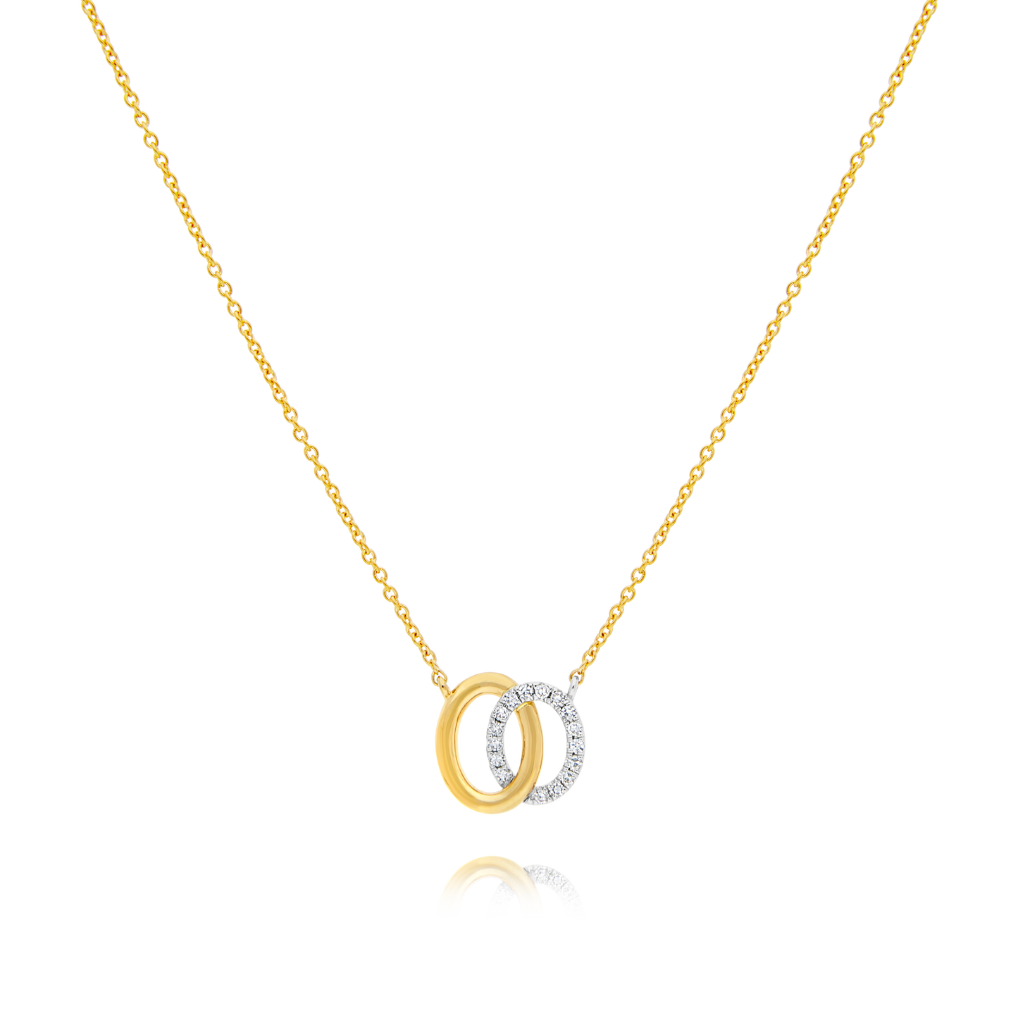 Yellow Gold Diamond Interlinked Circle Pendant