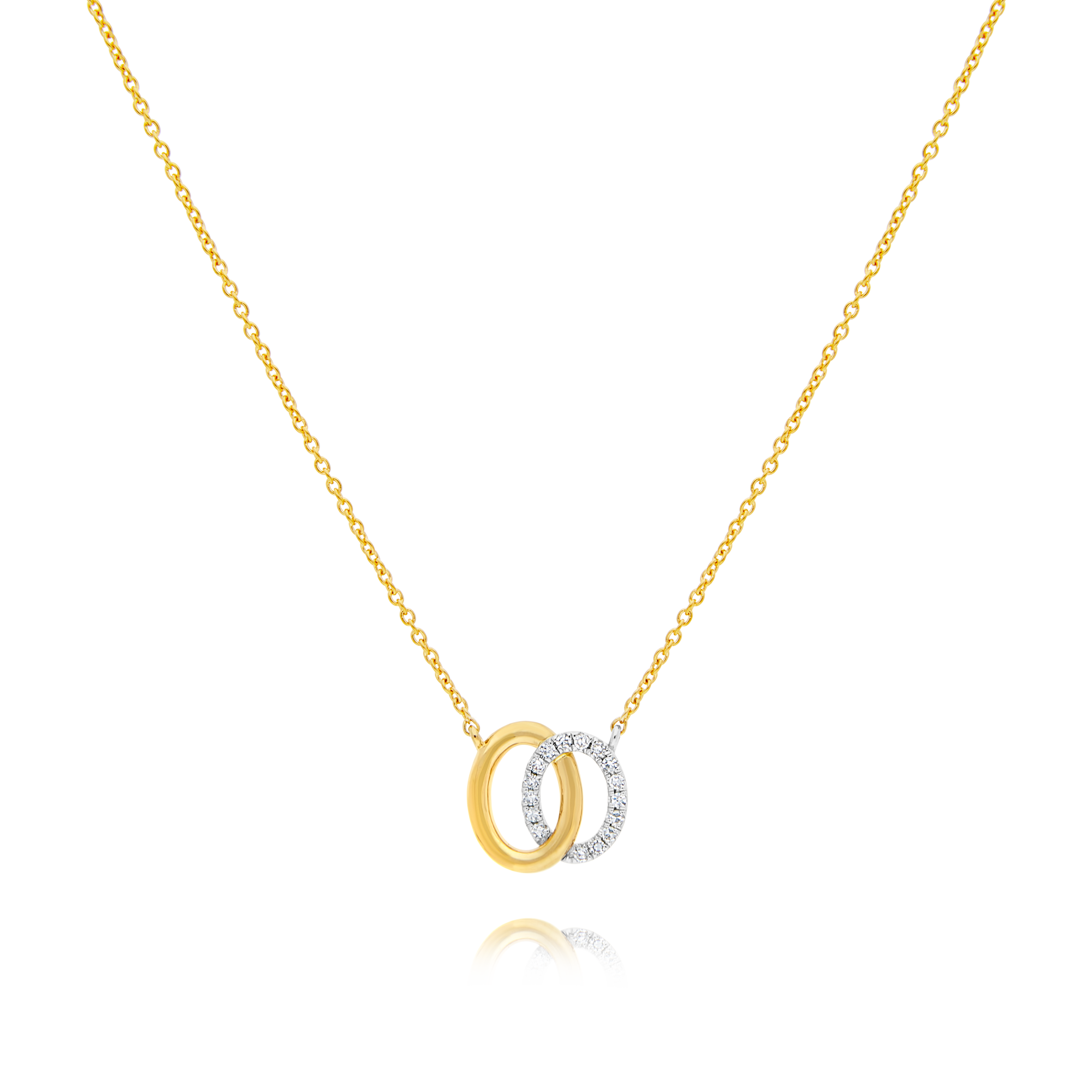 Yellow Gold Diamond Interlinked Circle Pendant