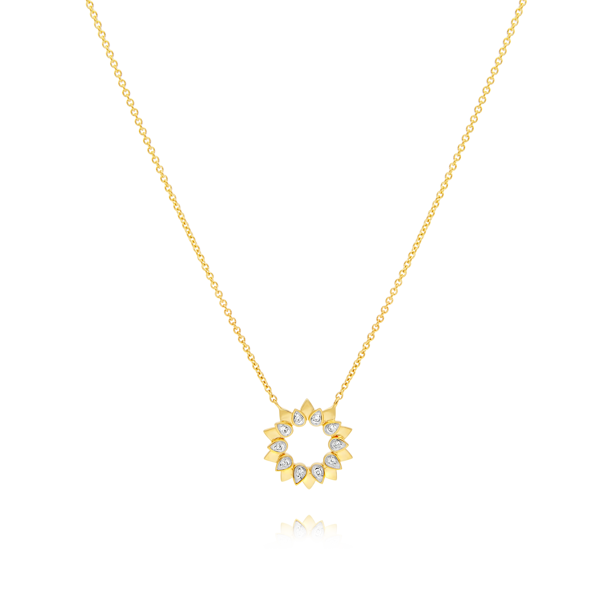 Yellow Gold Diamond Intervals Sun Pendant