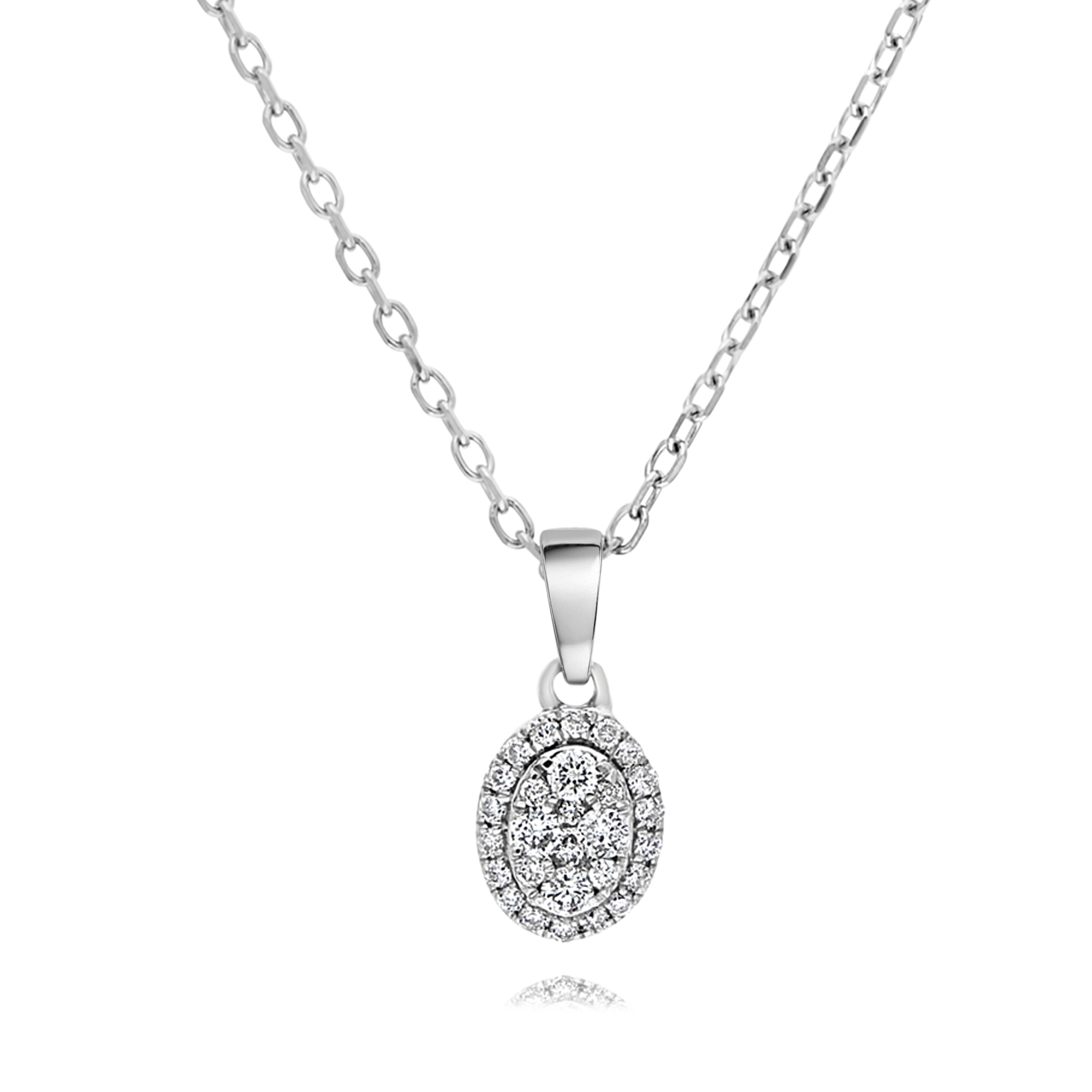 White Gold Diamond Mini Oval Pendant