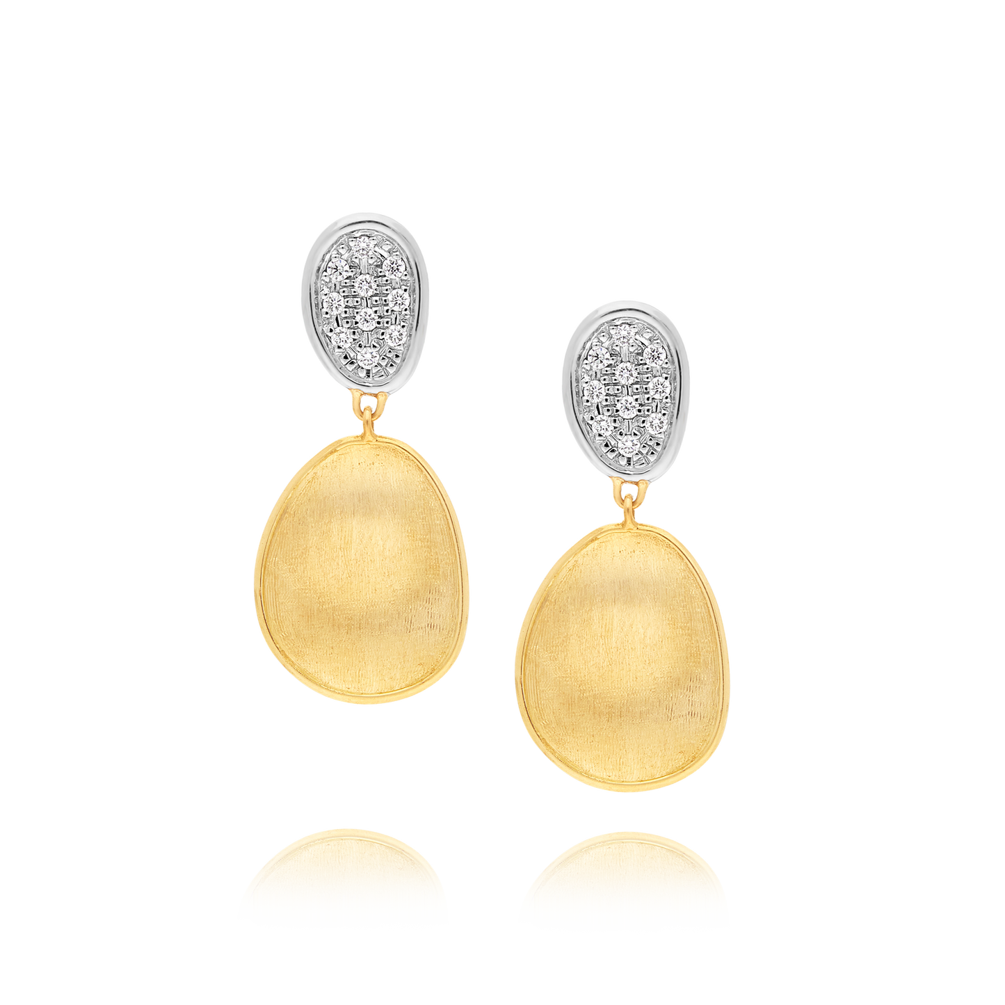 Marco Bicego Lunaria Collection Yellow Gold and Diamond Petite Double Drop Earrings