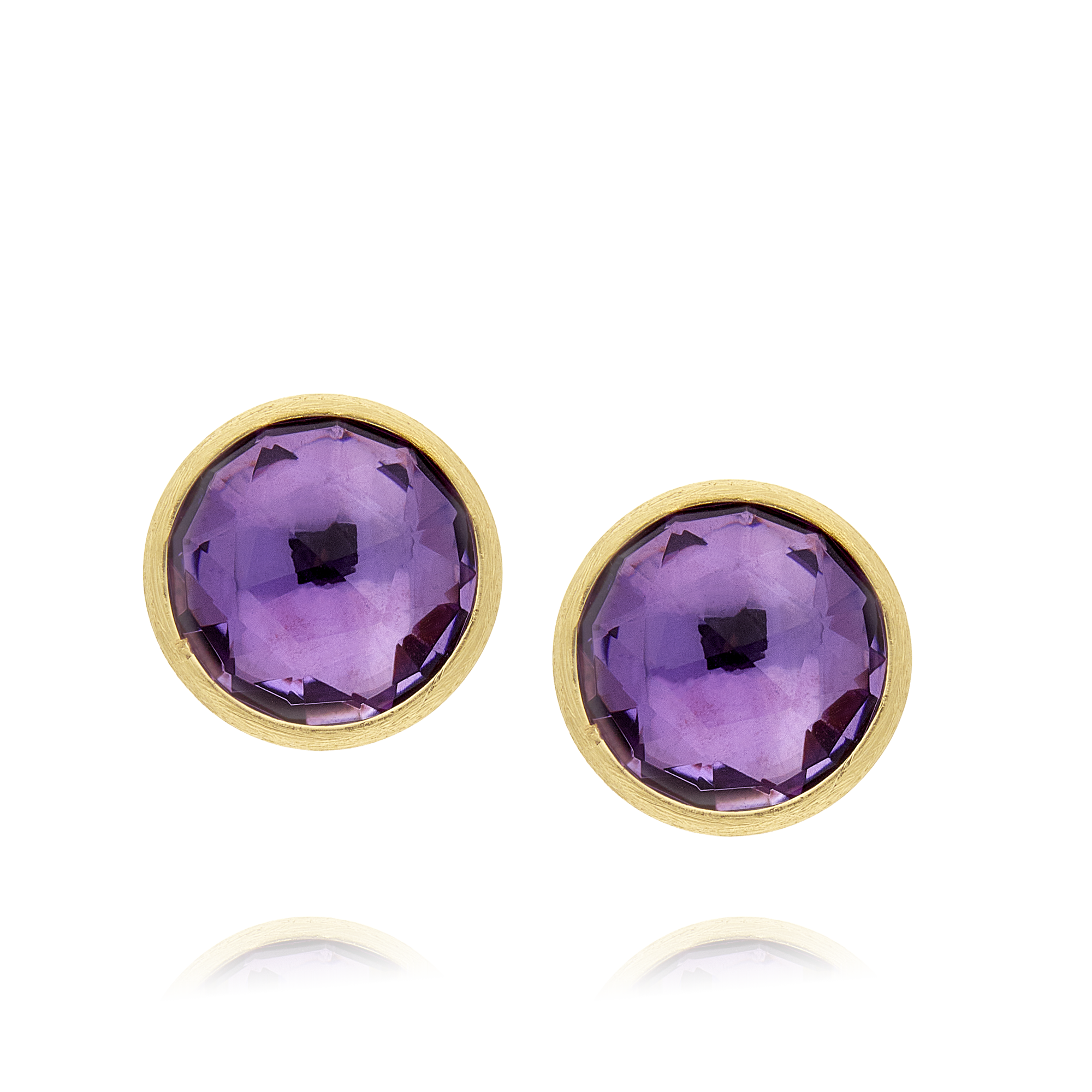 JAIPUR COLOUR: Yellow Gold and Amethyst Large Stud Earring