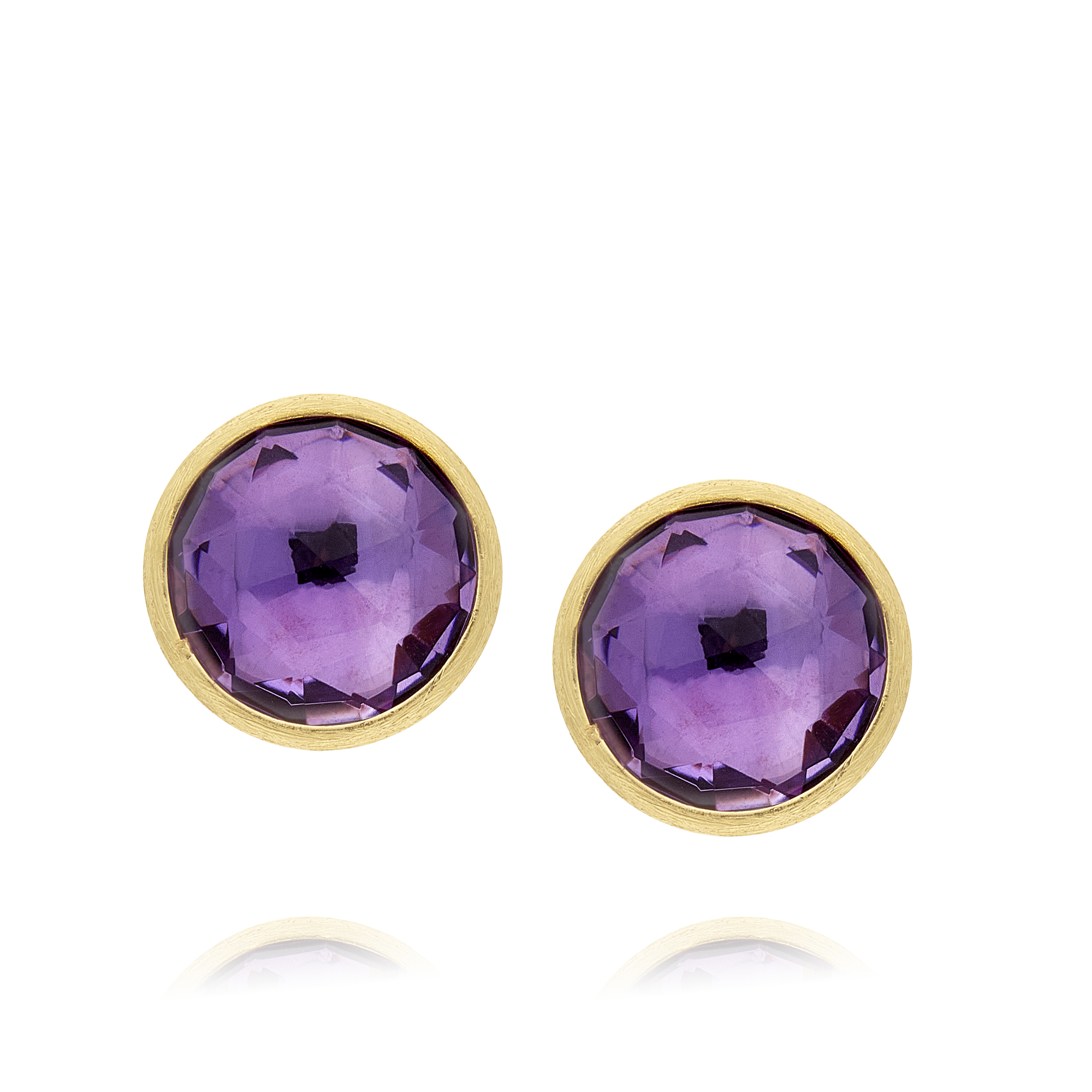 Marco Bicego Jaipur Color Collection Yellow Gold and Amethyst Large Stud Earring