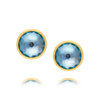 JAIPUR COLOUR:  Yellow Gold and Blue Topaz Stud