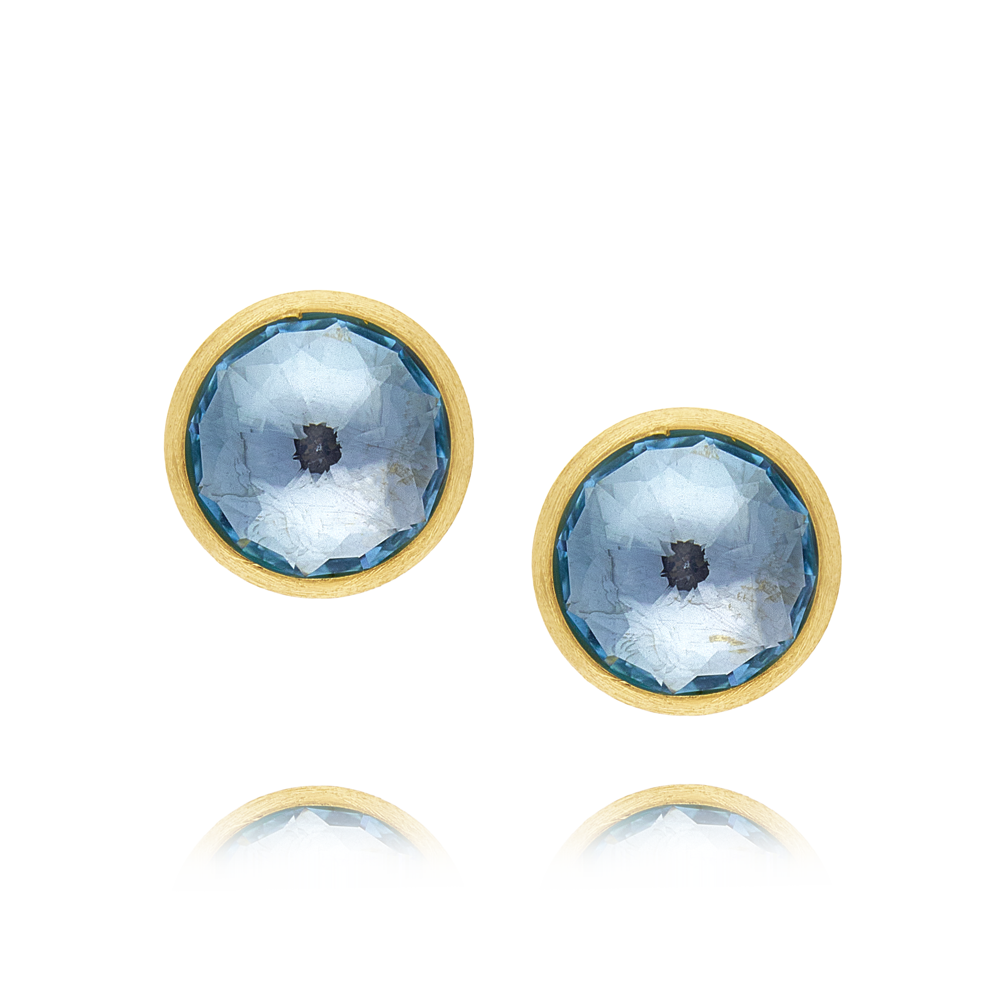 JAIPUR COLOUR:  Yellow Gold and Blue Topaz Stud