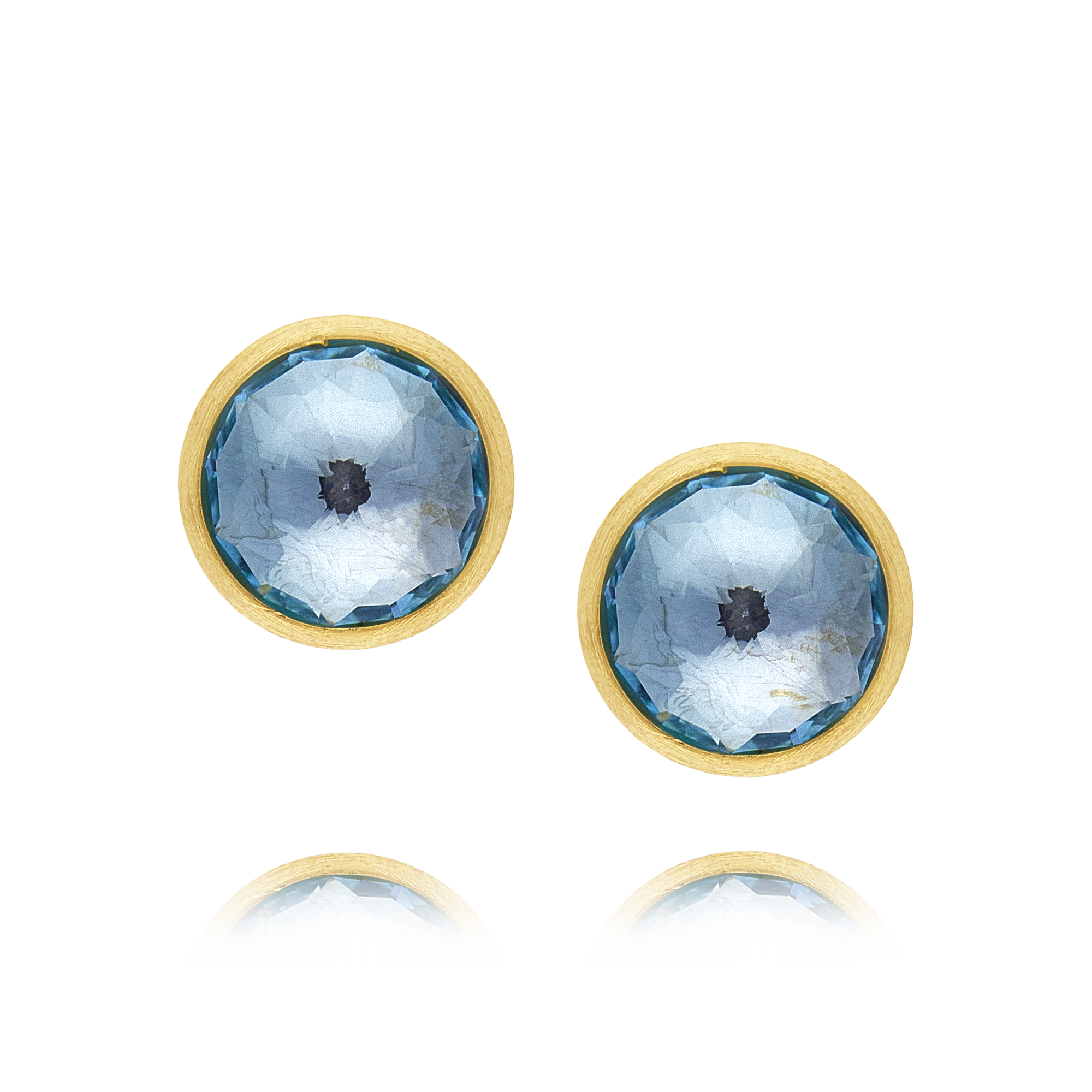 Marco Bicego Jaipur Color Collection Yellow Gold and Blue Topaz Large Stud