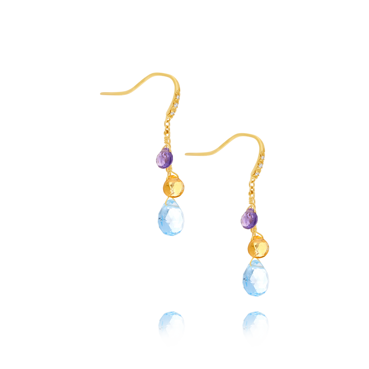 Marco Bicego Paradise Collection 18ct Yellow Gold Mixed Topaz Small Drop Earrings
