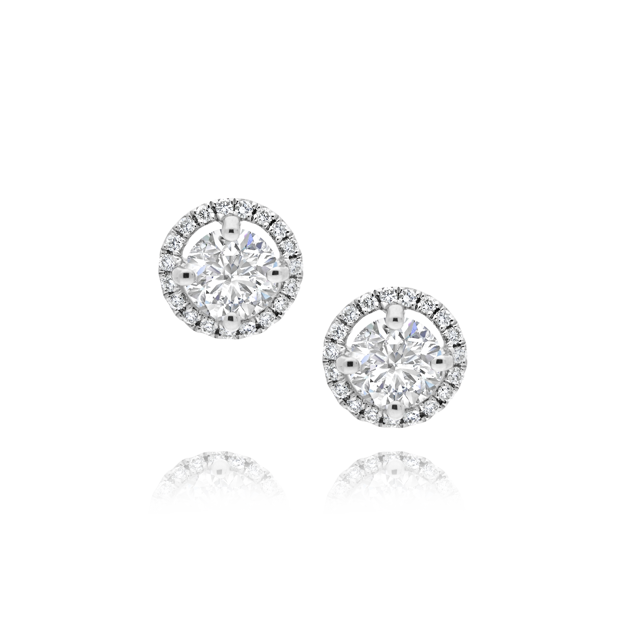 Diamond with Halo Stud Earrings