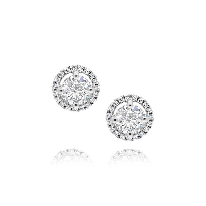 Diamond with Halo Stud Earrings