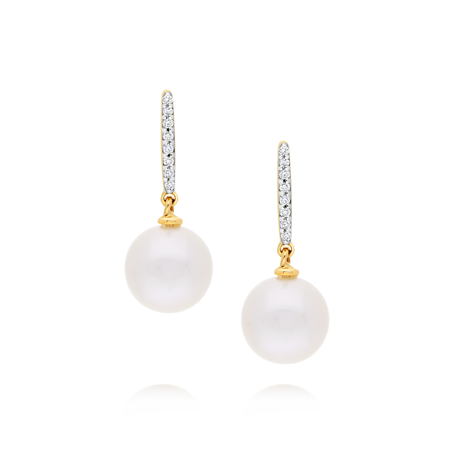 Pearl and Pavé Diamond Yellow Gold Drop Earrings