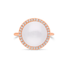 Pearl Dress Ring in Rose Gold with Pavé Diamonds