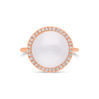 Pearl Dress Ring in Rose Gold with Pavé Diamonds