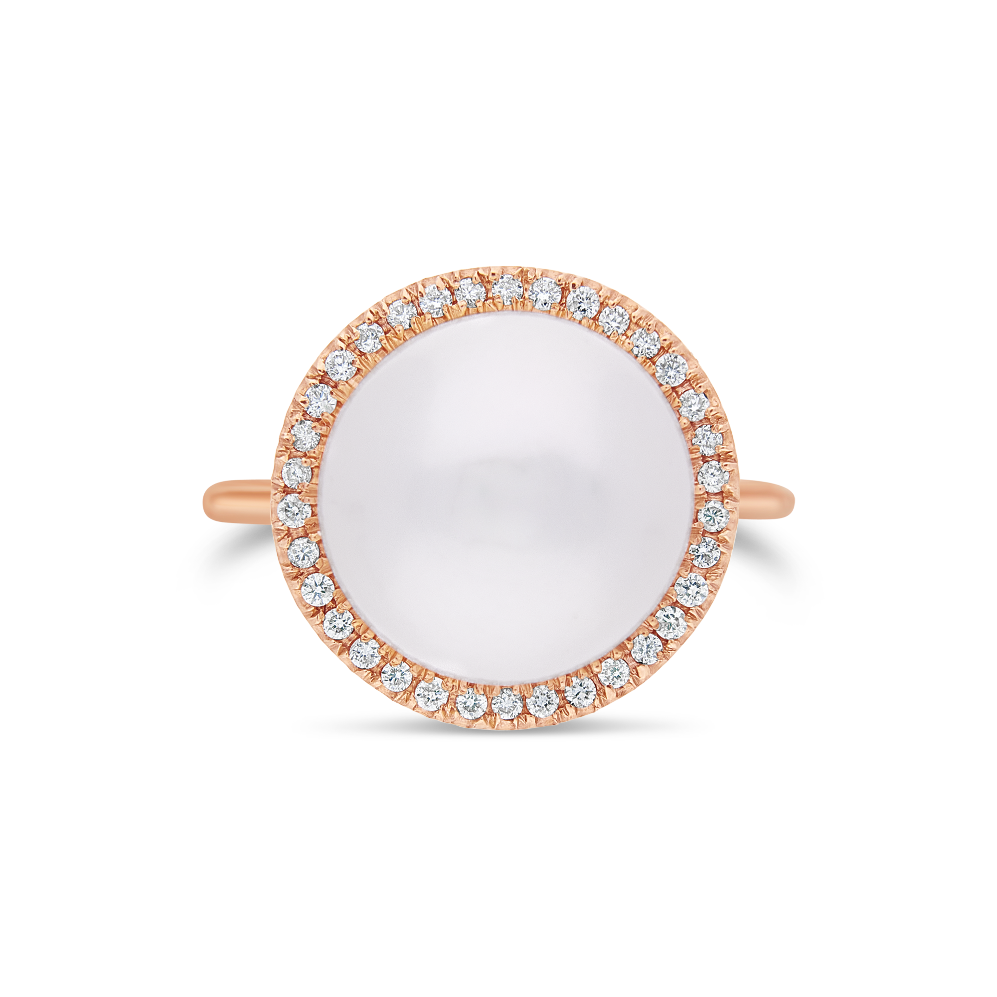 Pearl Dress Ring in Rose Gold with Pavé Diamonds
