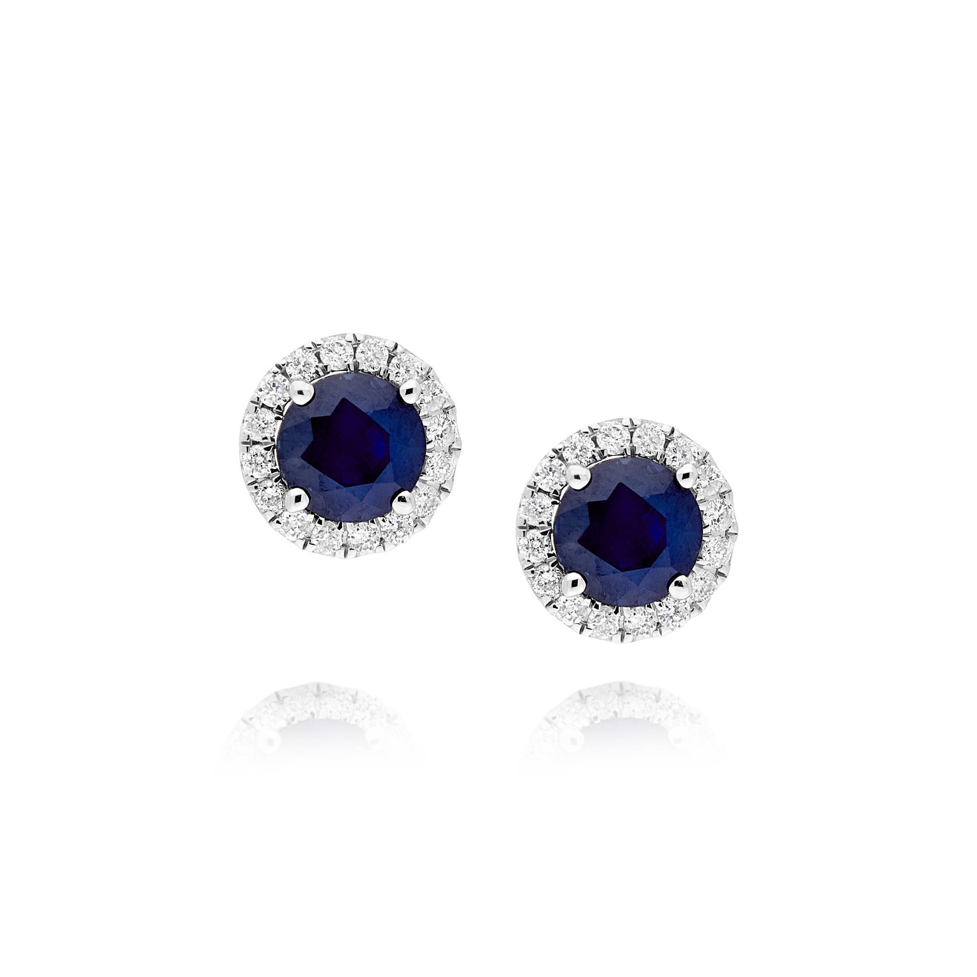 Sapphire Stud Earrings with Pavé Diamonds