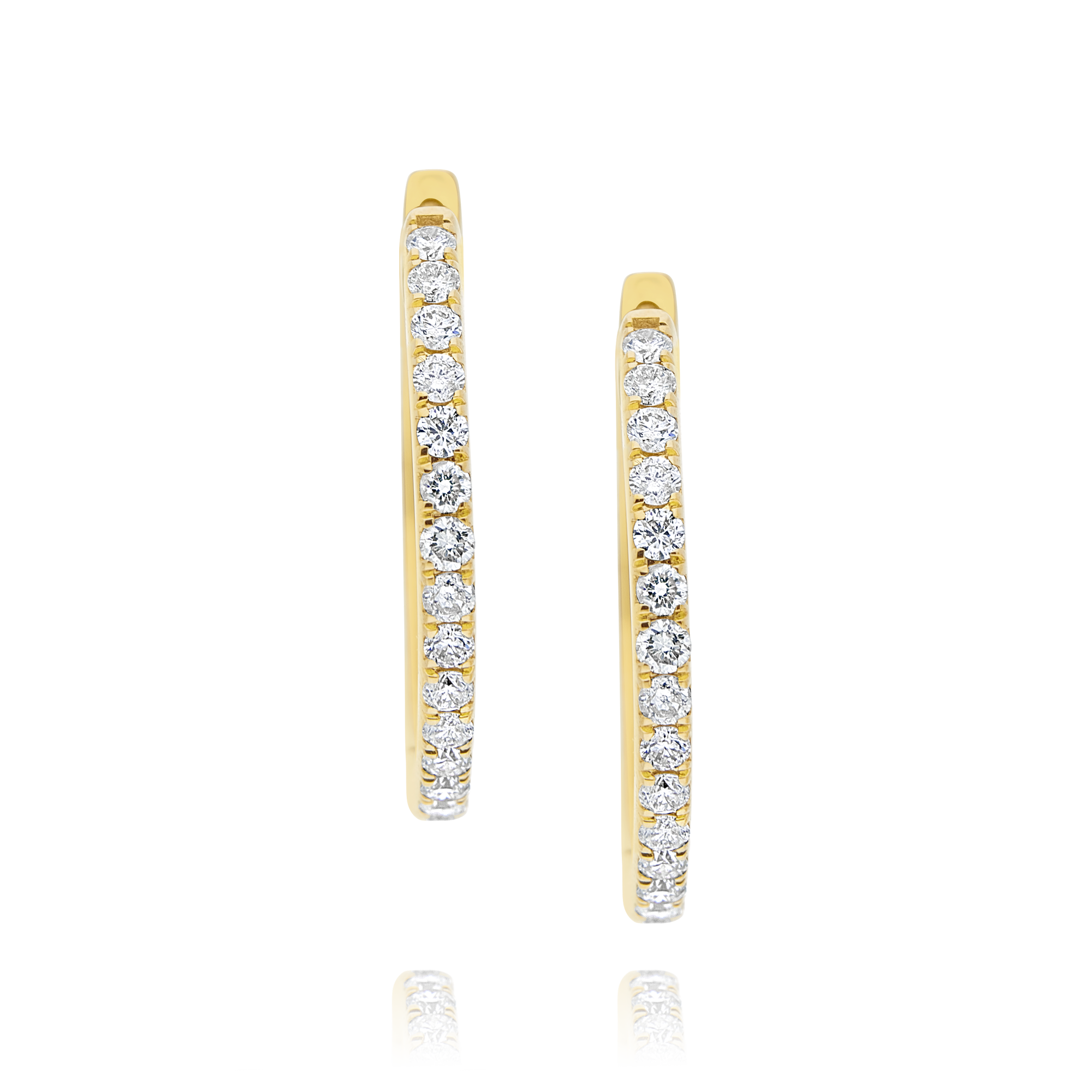 Pavé-Set Diamond Yellow Gold Hoop Earrings