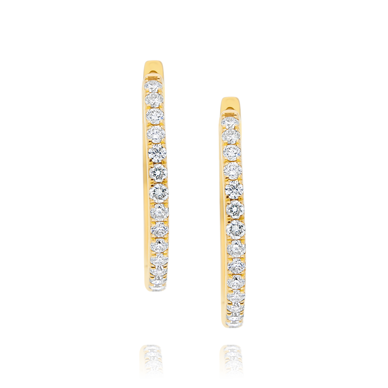Pavé-Set Diamond Yellow Gold Hoop Earrings