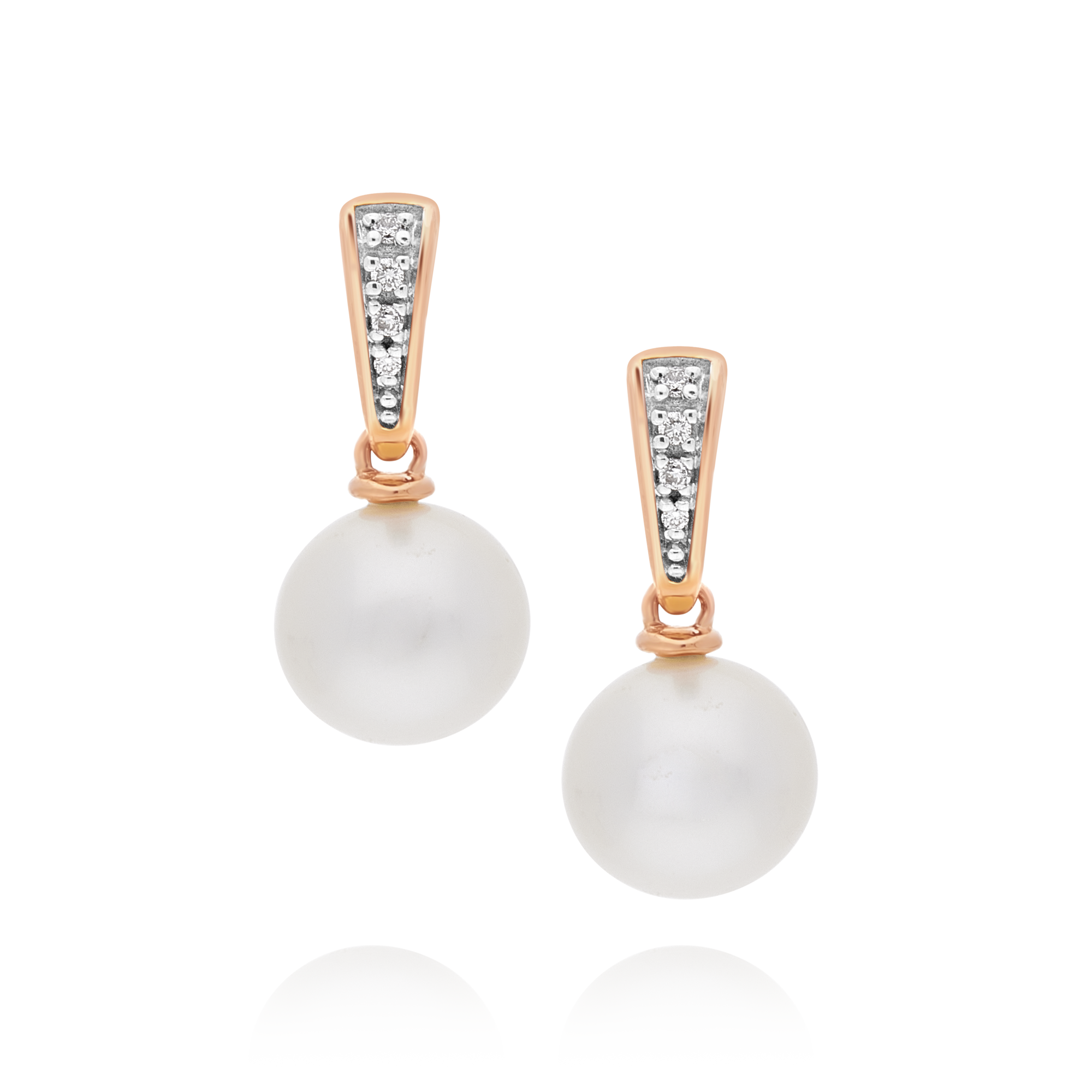 Pearl and Pavé-Set Diamond Rose Gold Drop Earrings