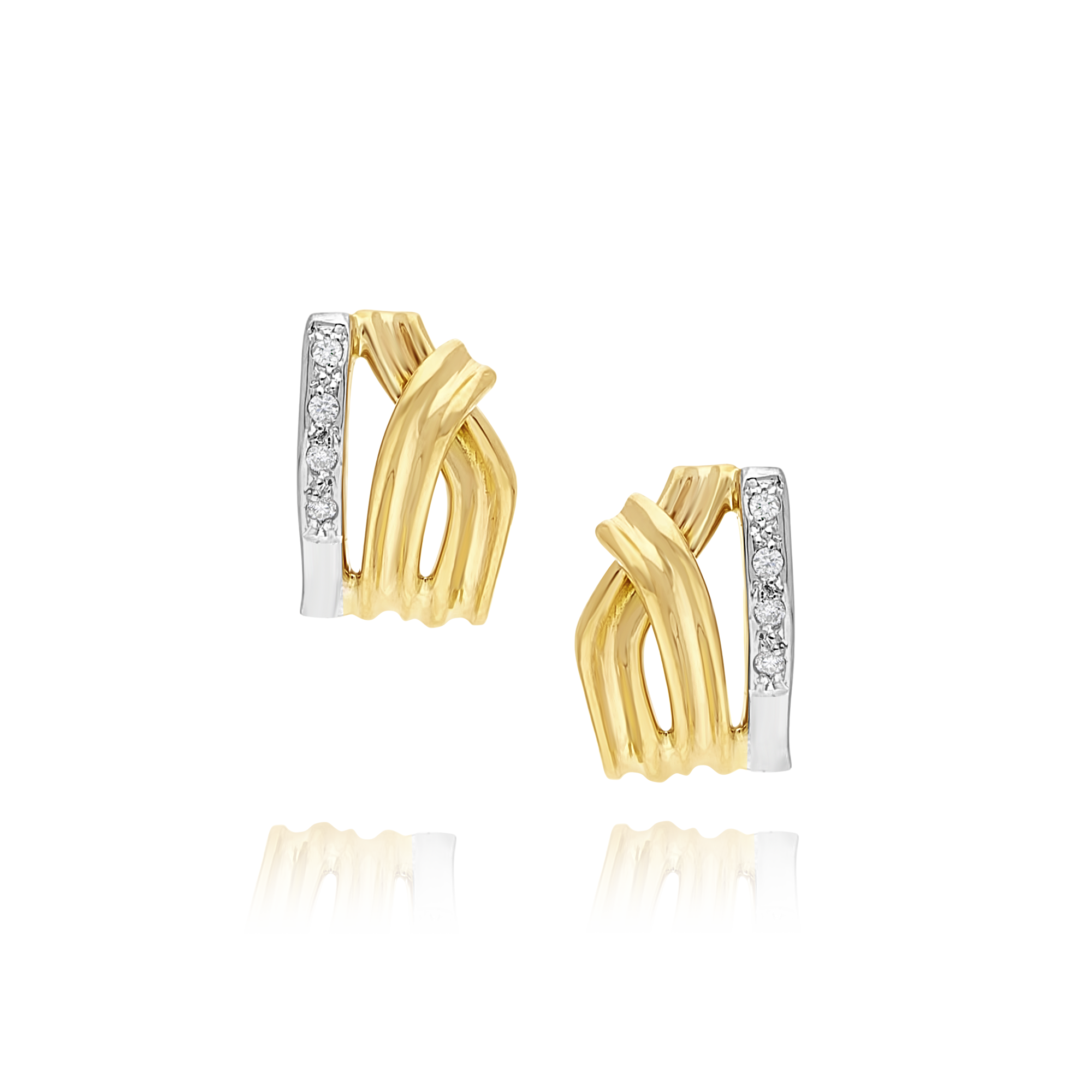 Two-Tone Gold Cubic Zirconia Earrings