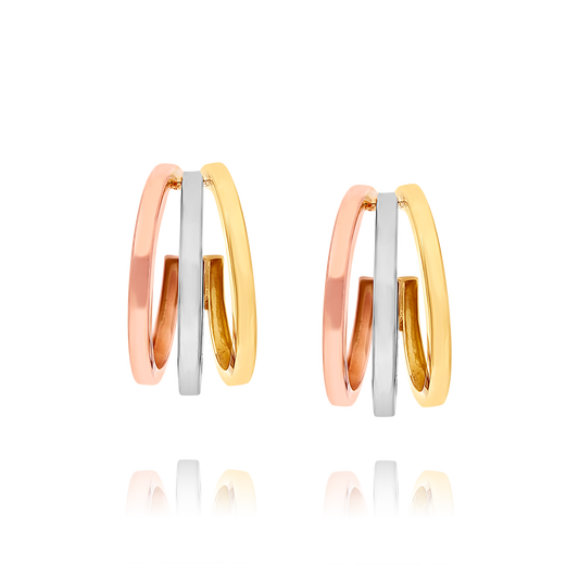 Tri-Colour Gold Large Hoop Earrings