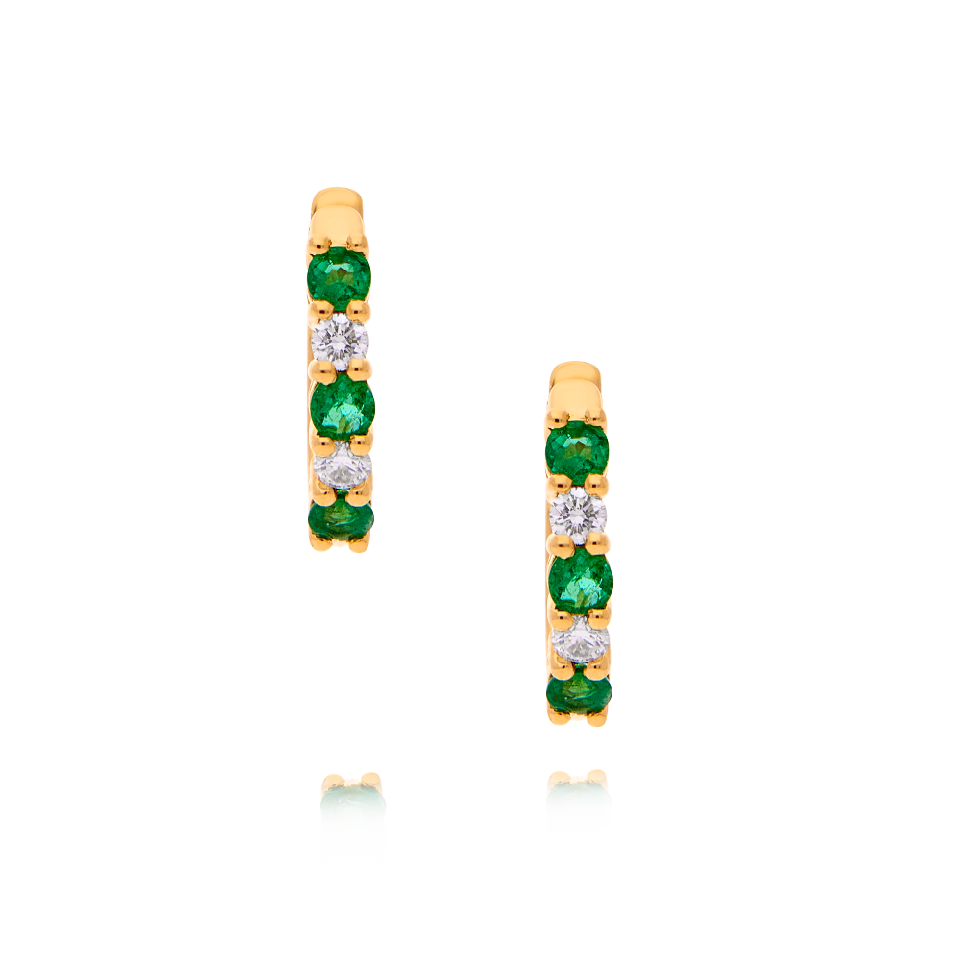 18ct Emerald and Diamond Hoop Earrings