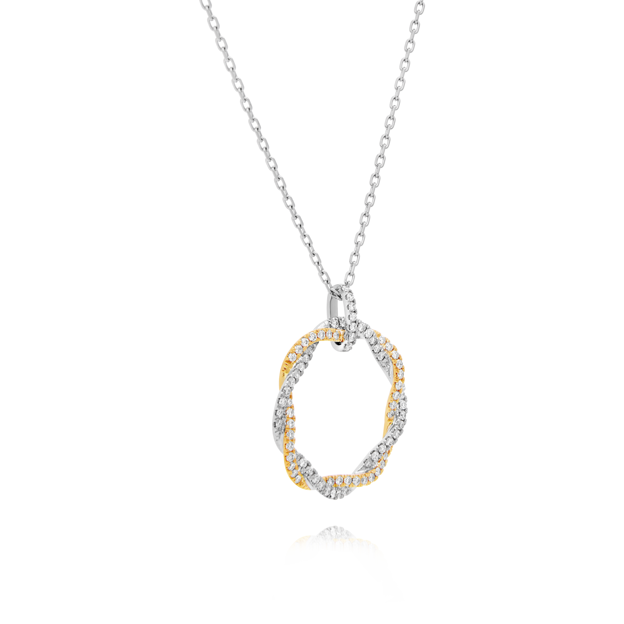 9ct Two-Tone Twist Round Pendant