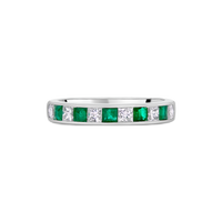 Platinum Emerald and Diamond Channel Eternity Ring