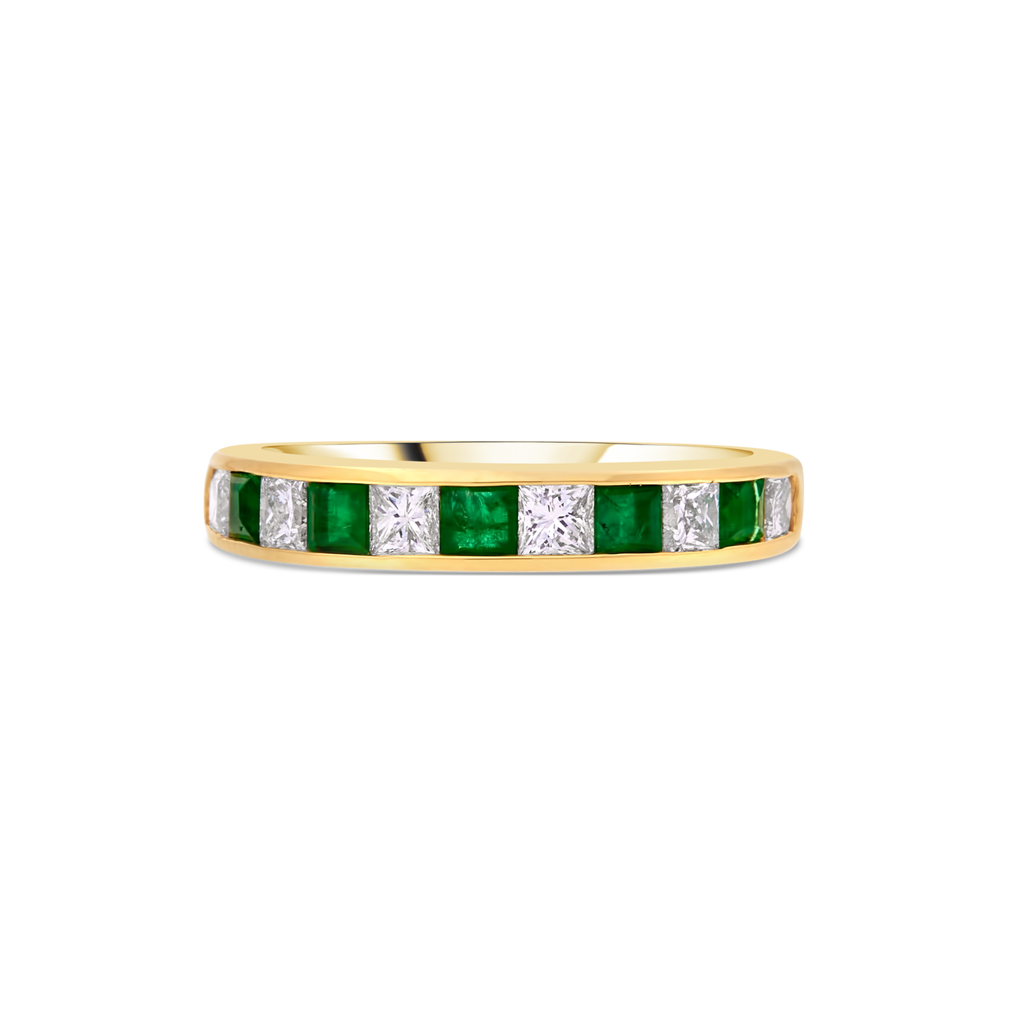 18ct Emerald and Diamond Channel Eternity Ring